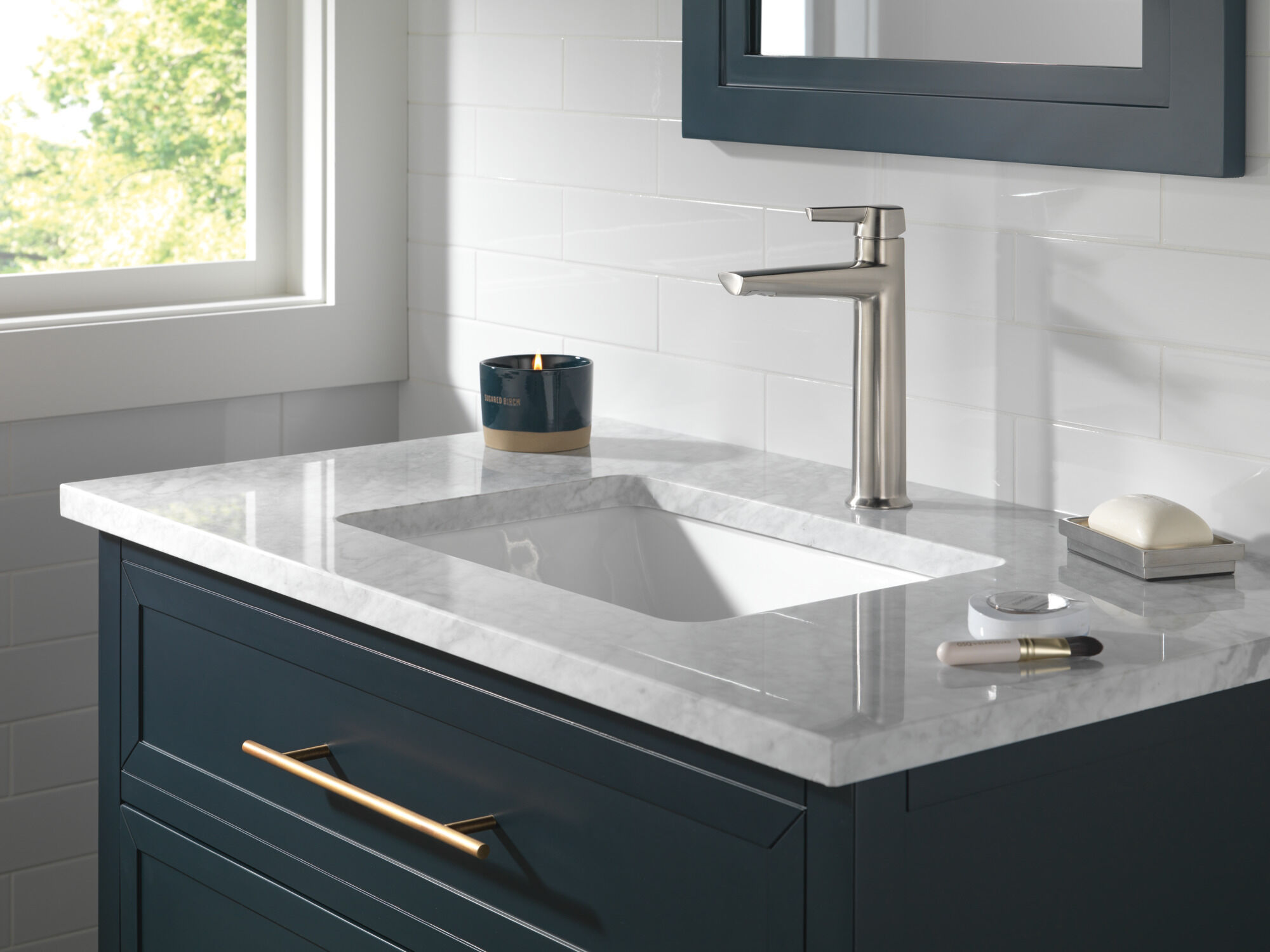 Single Handle Mid-Height Bathroom Faucet in Lumicoat® Stainless