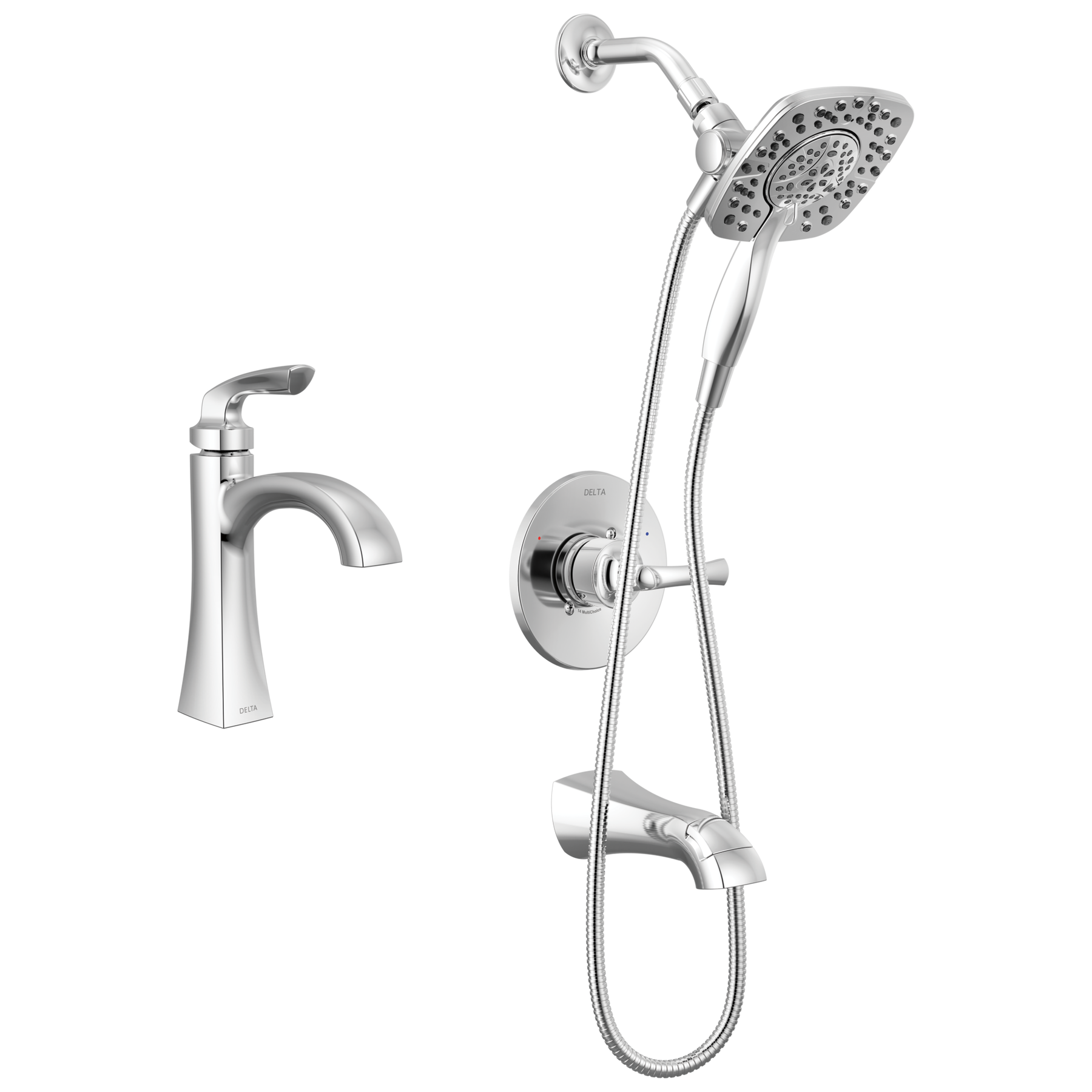 Single Handle Lavatory Faucet with 14 Series Tub Shower Trim Bundle in Chrome — image 1