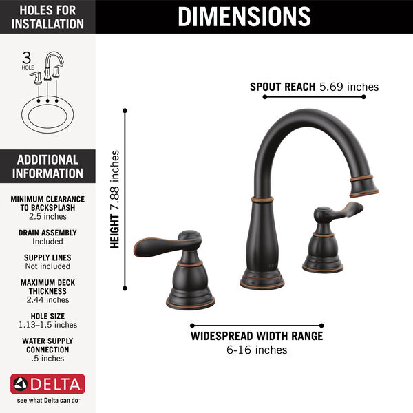 Two Handle Widespread Bathroom Faucet in Oil Rubbed Bronze 35896LFOB