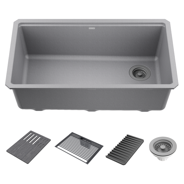 32” Granite Composite Workstation Kitchen Sink Undermount Single Bowl ...