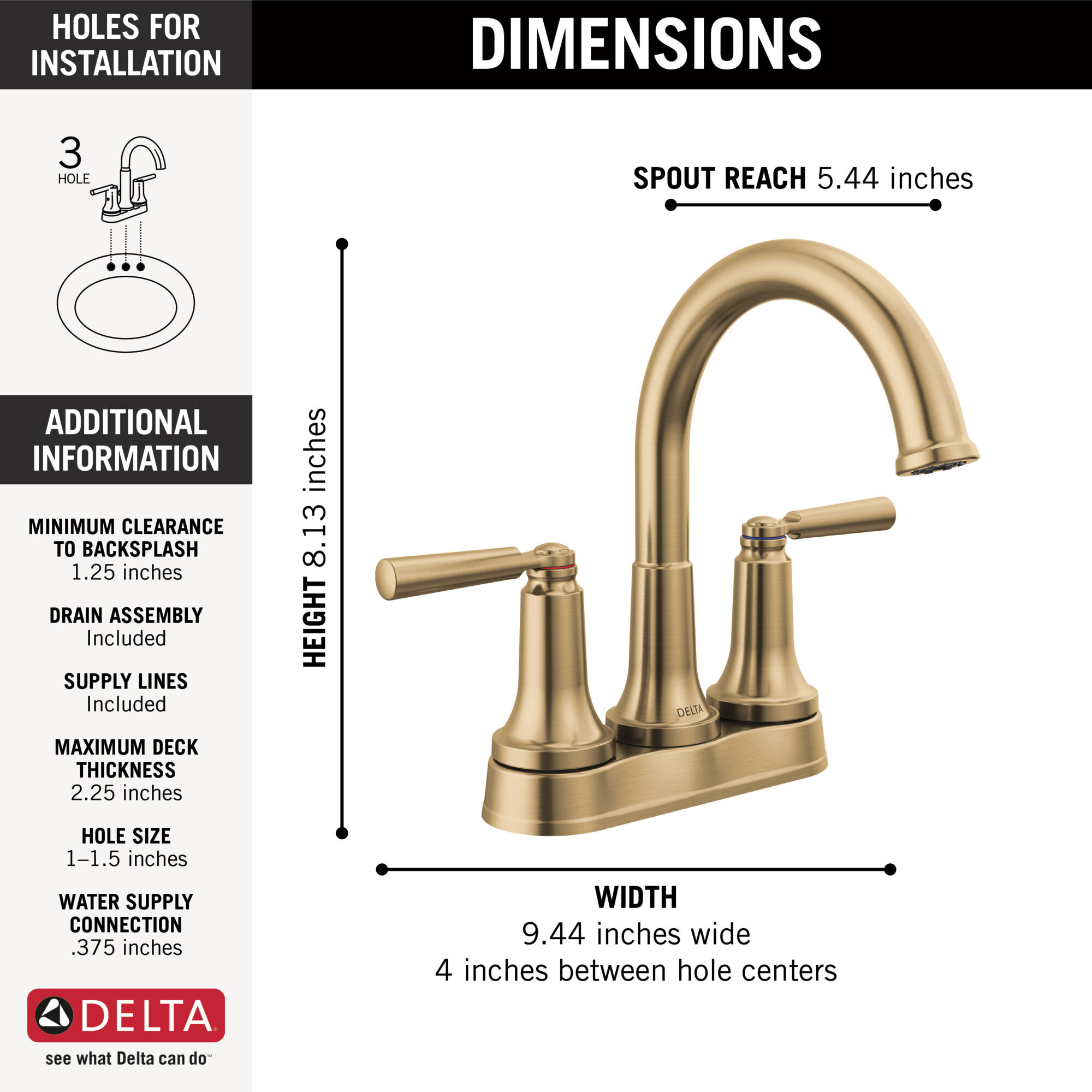 Two Handle Centerset Bathroom Faucet in Champagne Bronze 2535