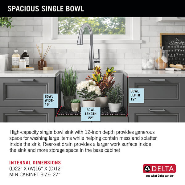 24” Undermount Stainless Steel Single Bowl Laundry Utility ...