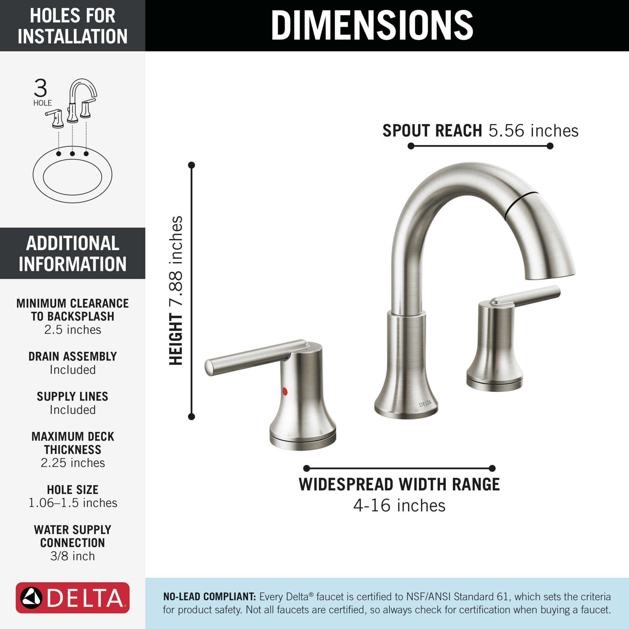 Two Handle Widespread Pull Down Bathroom Faucet in Stainless 3559