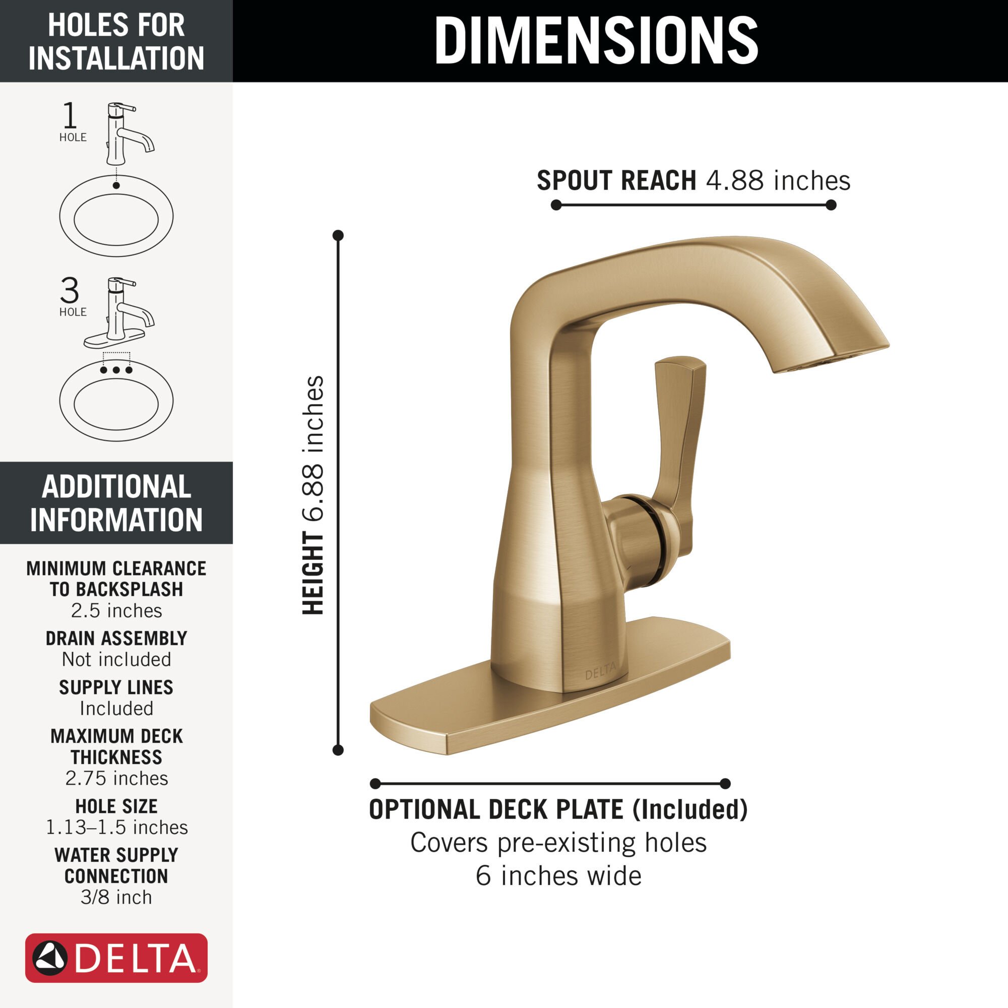 Single Handle Bathroom Faucet in Lumicoat® Champagne Bronze 576-CZ