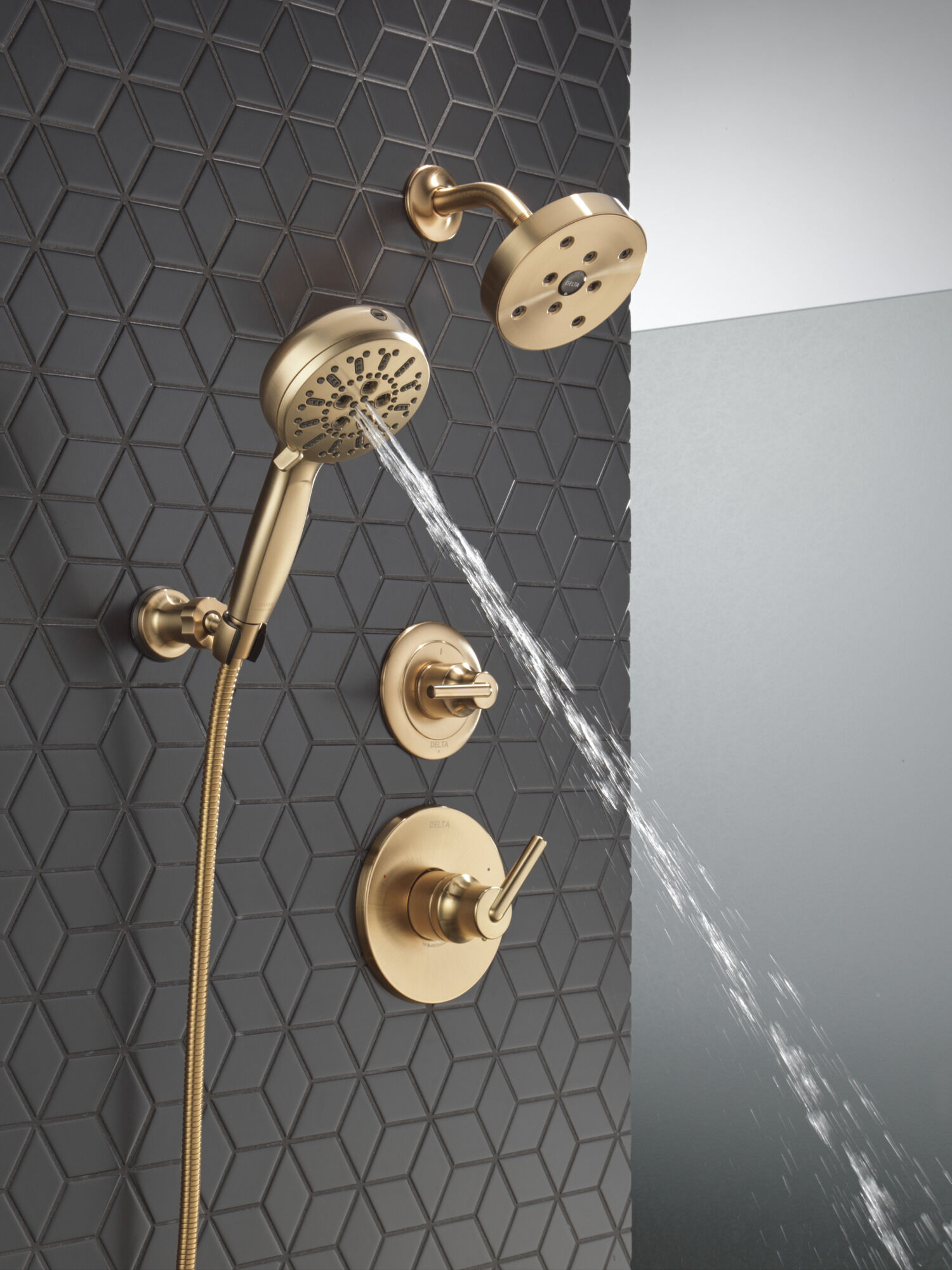 7-Setting Wall Mount Hand Shower with Cleaning Spray in Lumicoat