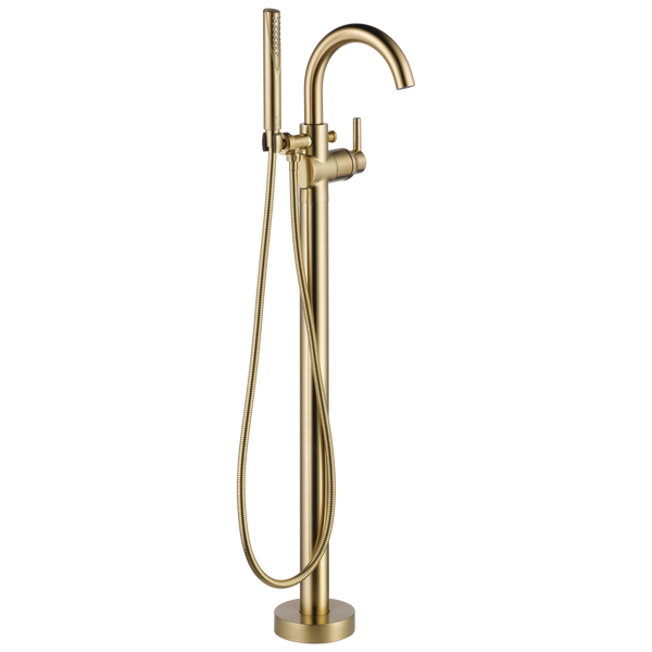 Single Handle Floor Mount Tub Filler Trim with Hand Shower in Champagne  Bronze T4759-CZFL | Delta Faucet