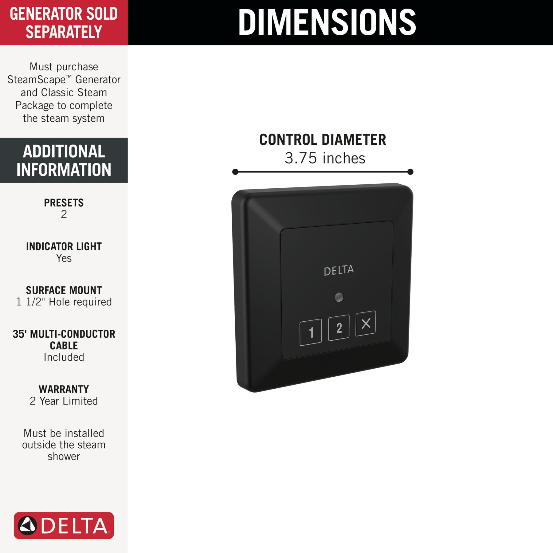 Square Exterior Steam Control