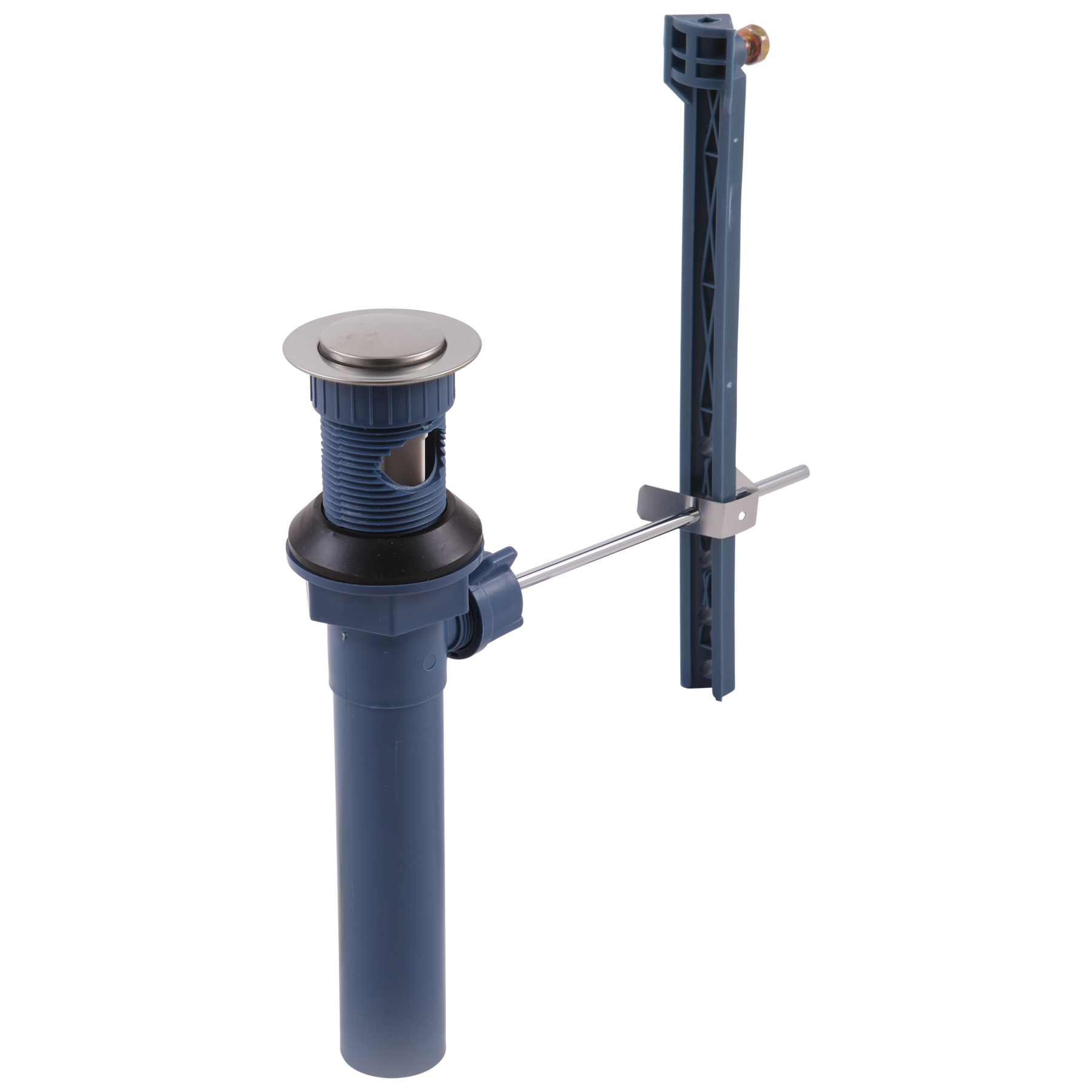 Drain Assembly Plastic PopUp Less Lift Rod Bathroom in Brushed