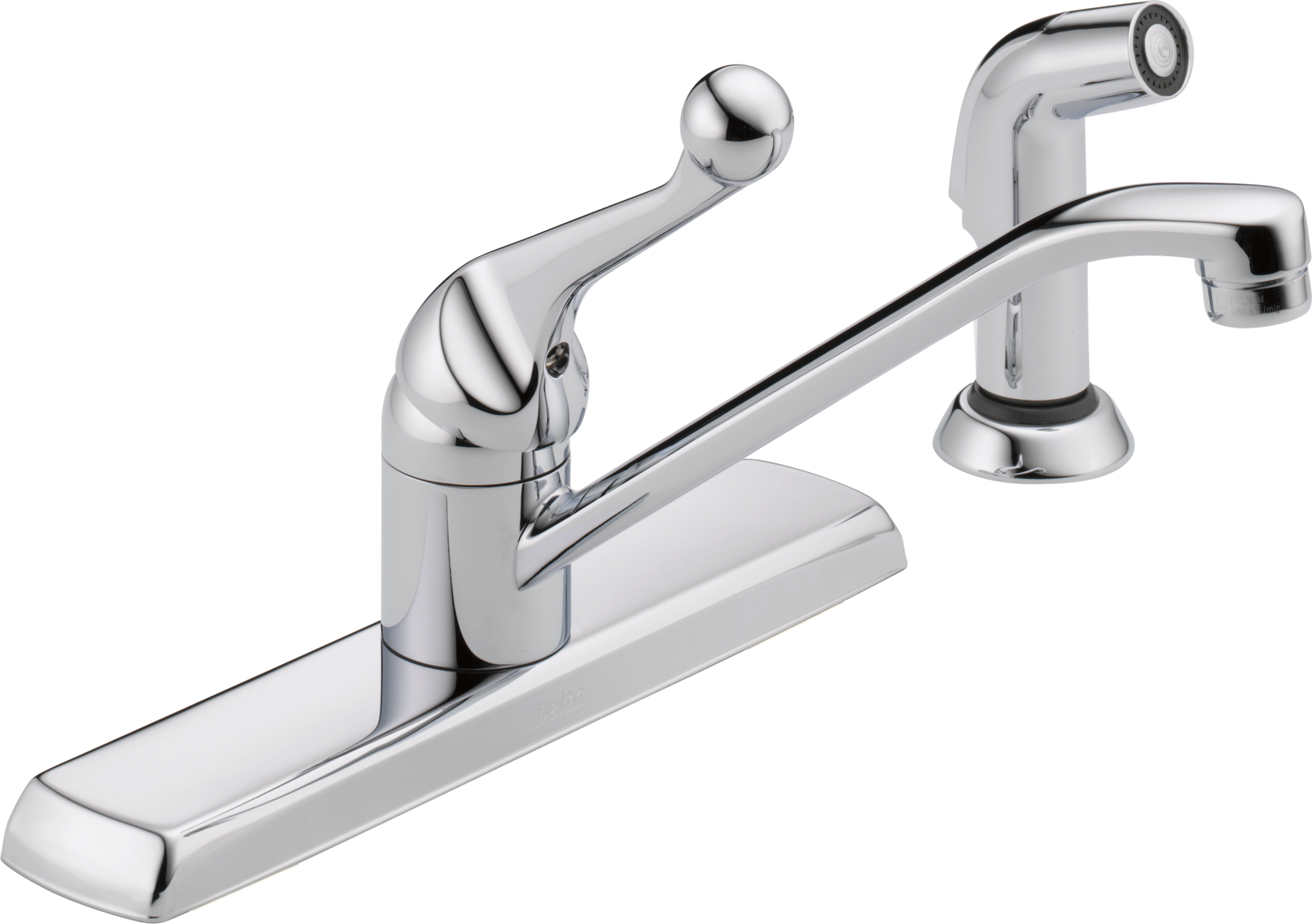 Delta Faucet 134 / 100 / 300 / 400 Series Single Handle Kitchen Faucet with Spray - Chrome