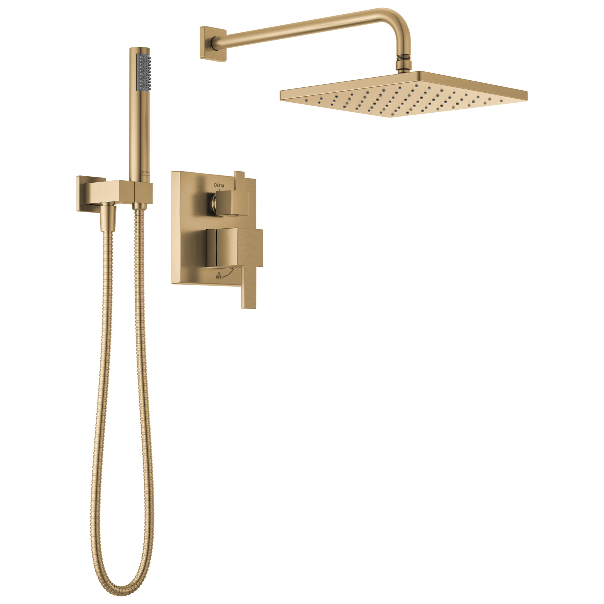 Delta Faucet Modern™ Monitor 14 Series Shower Trim - Raincan, Hand Shower & Rough Valve - 1.75 GPM in Champagne Bronze