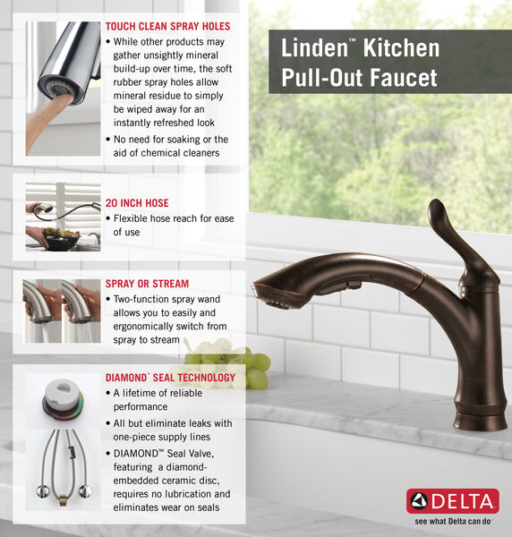 Single Handle PullOut Kitchen Faucet (Recertified) in Bronze