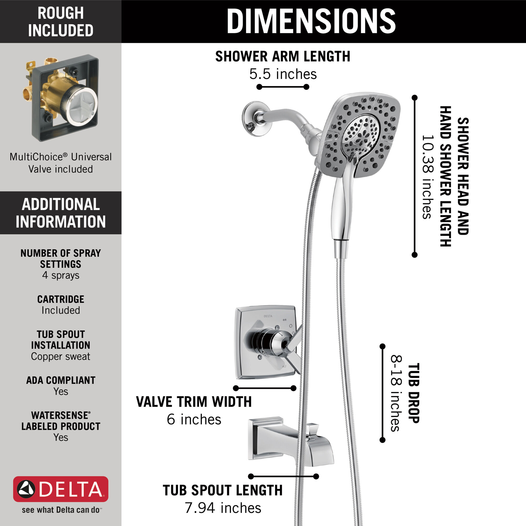 Shower Trim with Rough Bundle in Chrome FVS17464-I | Delta Faucet