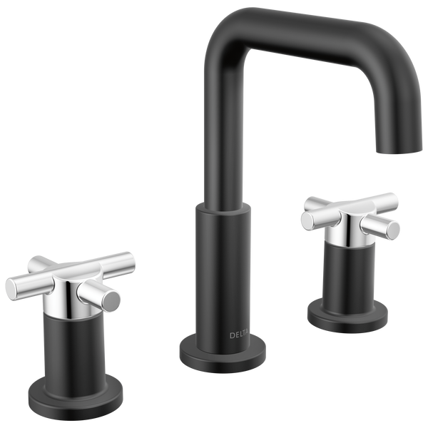 Two Handle Widespread Bathroom Faucet in Matte Black / Chrome Two Handle Widespread Bathroom Faucet in Matte Black / Chrome