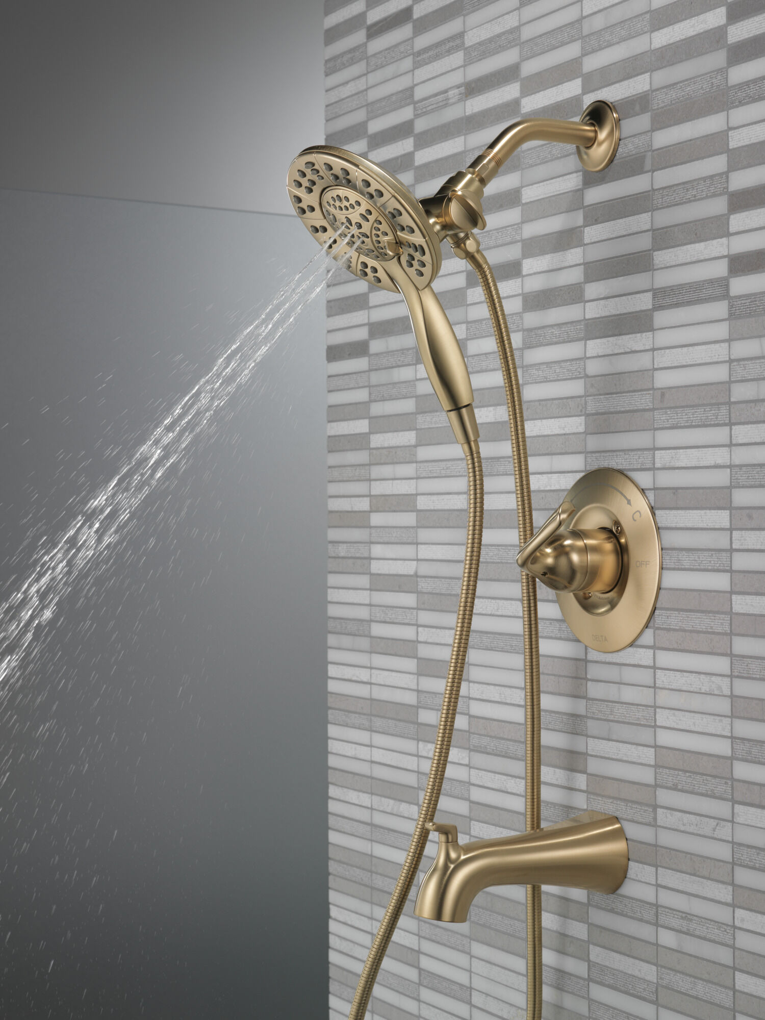 Tub/Shower Rough & Trim 1L 14S (Recertified) in Champagne Bronze