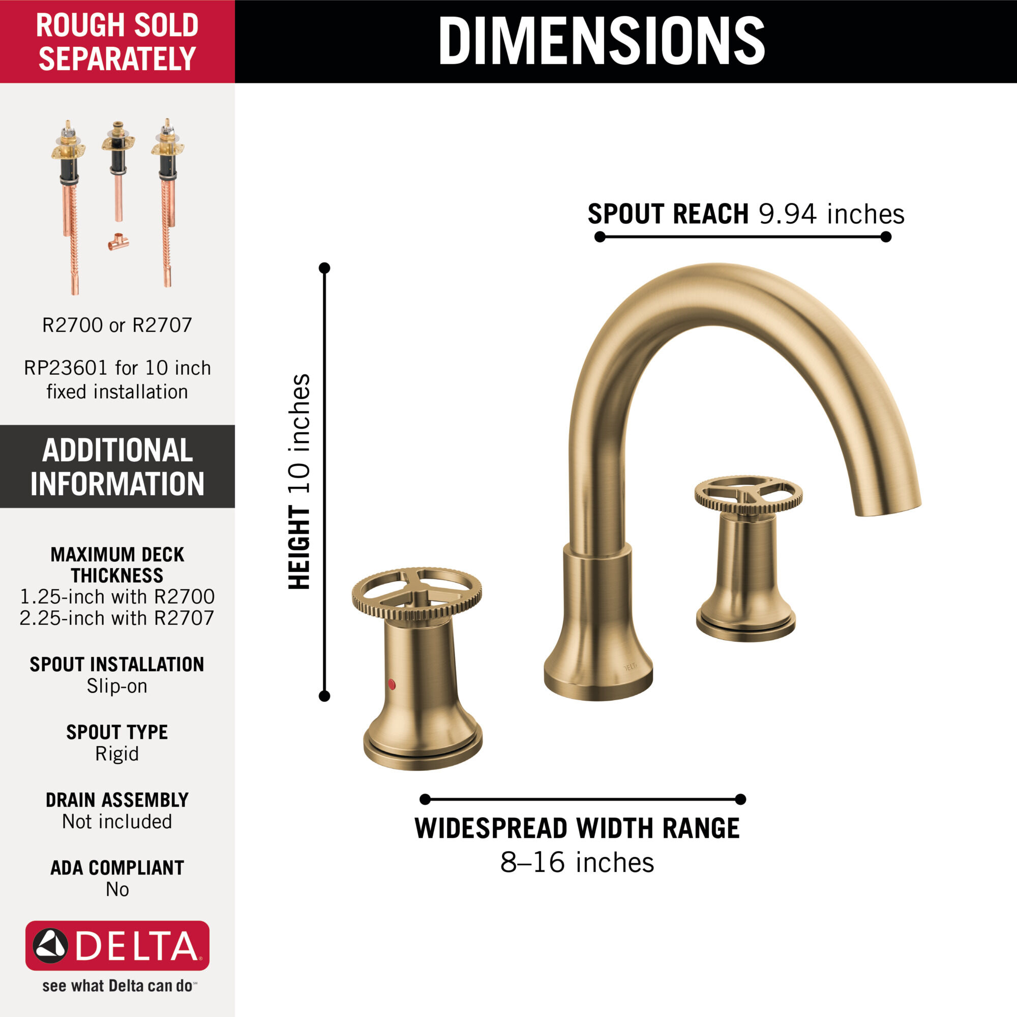 Roman Tub Faucet Trim in Champagne Bronze T2758-CZ | Delta Faucet