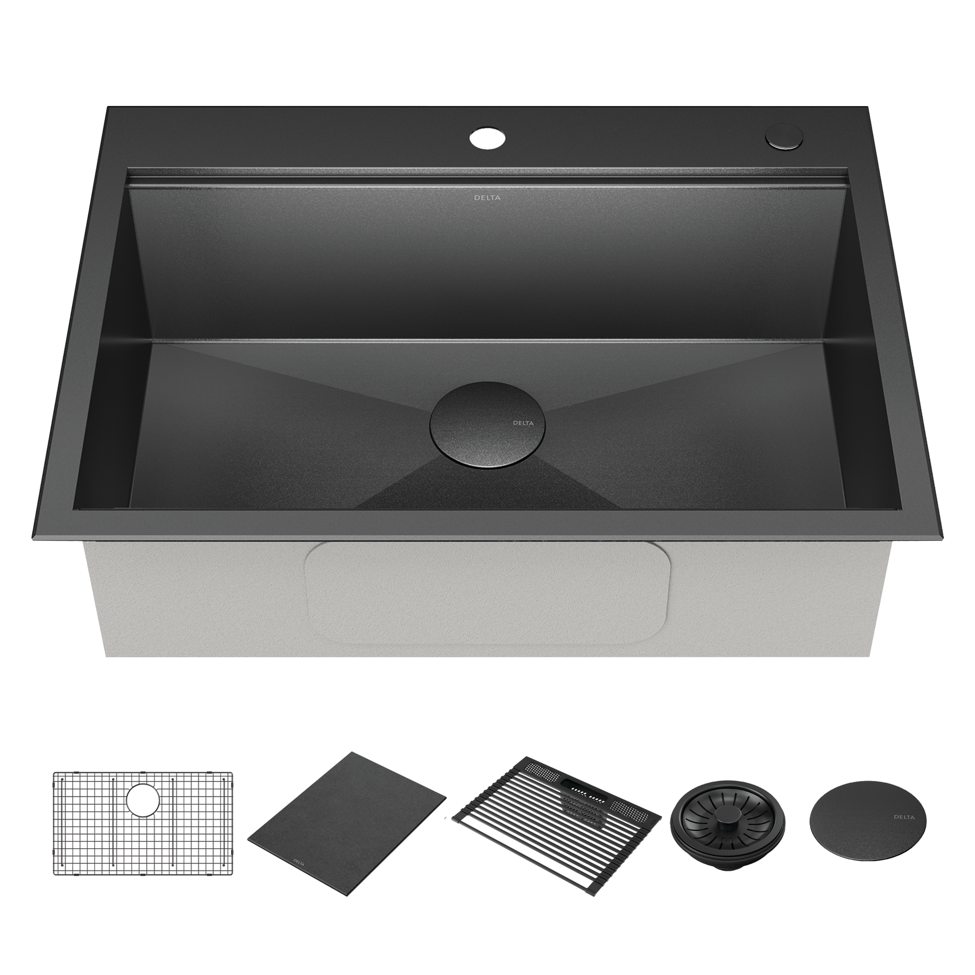 30 Undermount Black Workstation Kitchen Sink, Scamall