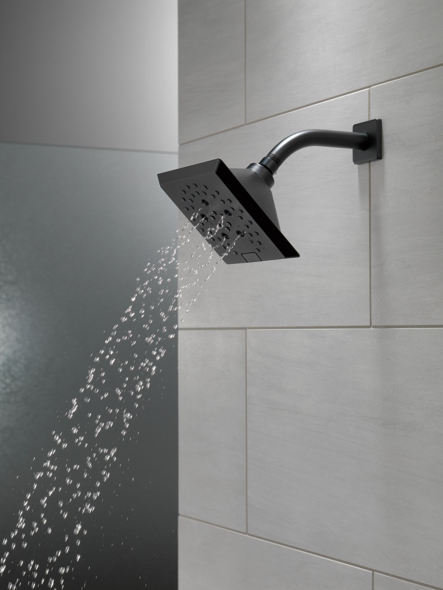 H2Okinetic® 5-Setting Angular Modern Raincan Shower Head in Matte