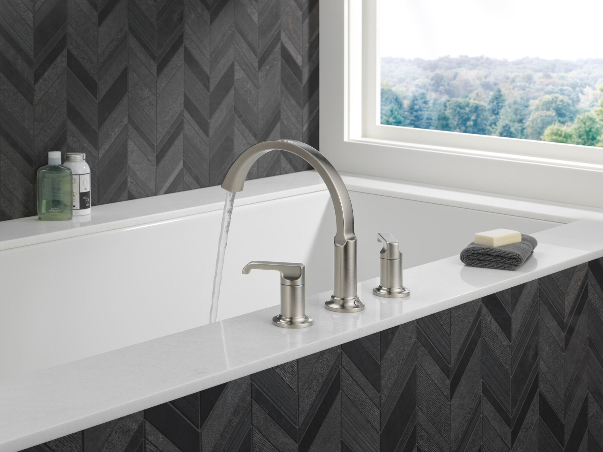 Roman Tub Handles - Lever in Lumicoat® Stainless H588SS-PR | Delta