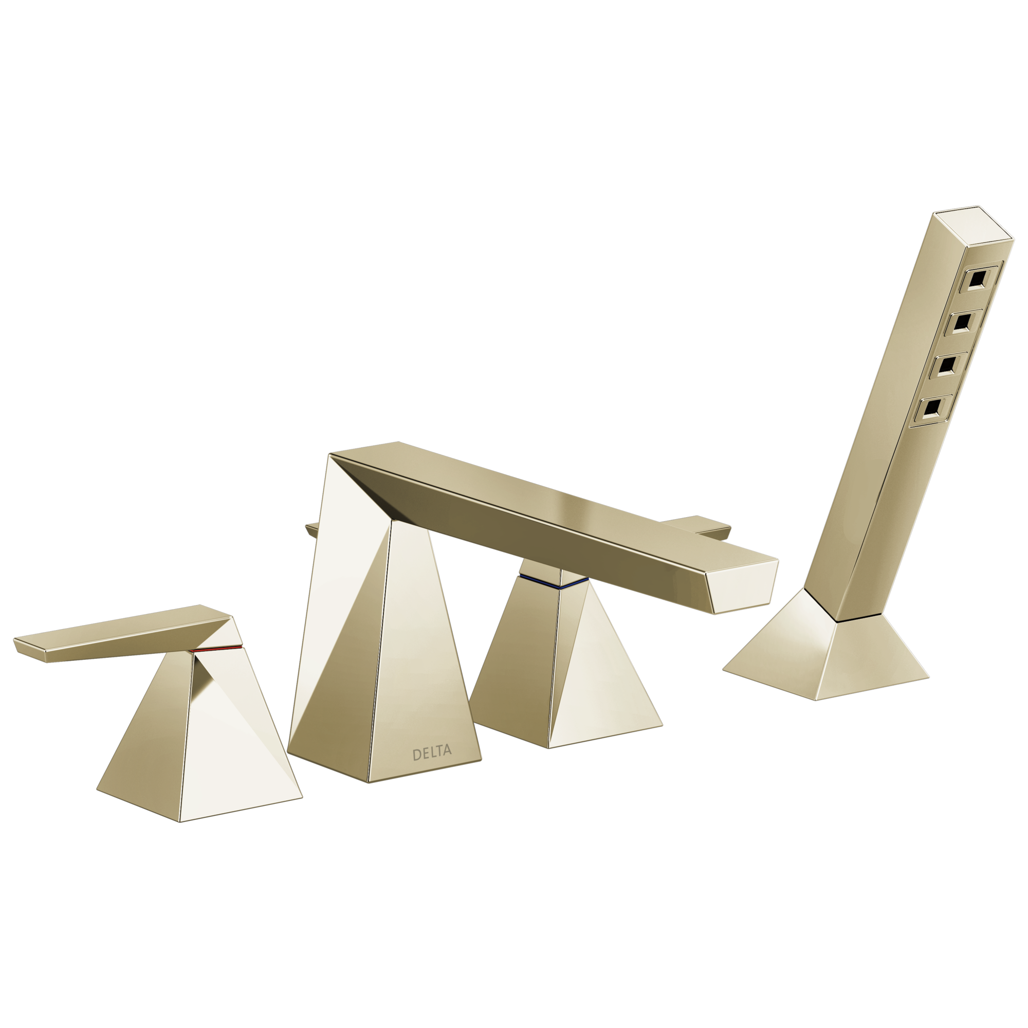 Delta Faucet TrillianE Two-Handle Roman Tub Trim with Hand Shower - Lumicoat Polished Nickel