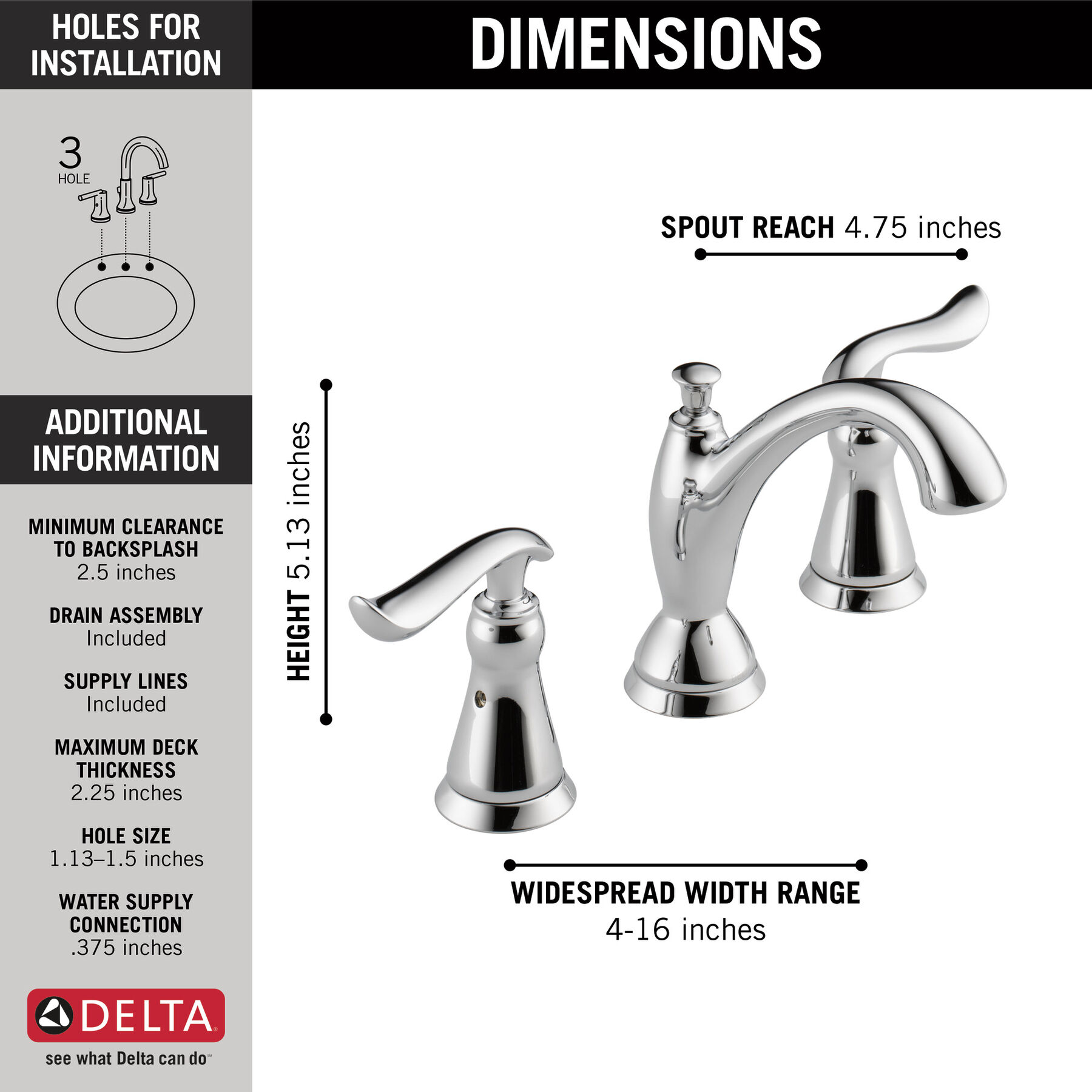 Two Handle Widespread Bathroom Faucet in Chrome 3594-MPU-DST  