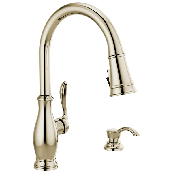 Single Handle Pull-Down Kitchen Faucet with Soap Dispenser and ShieldSpray