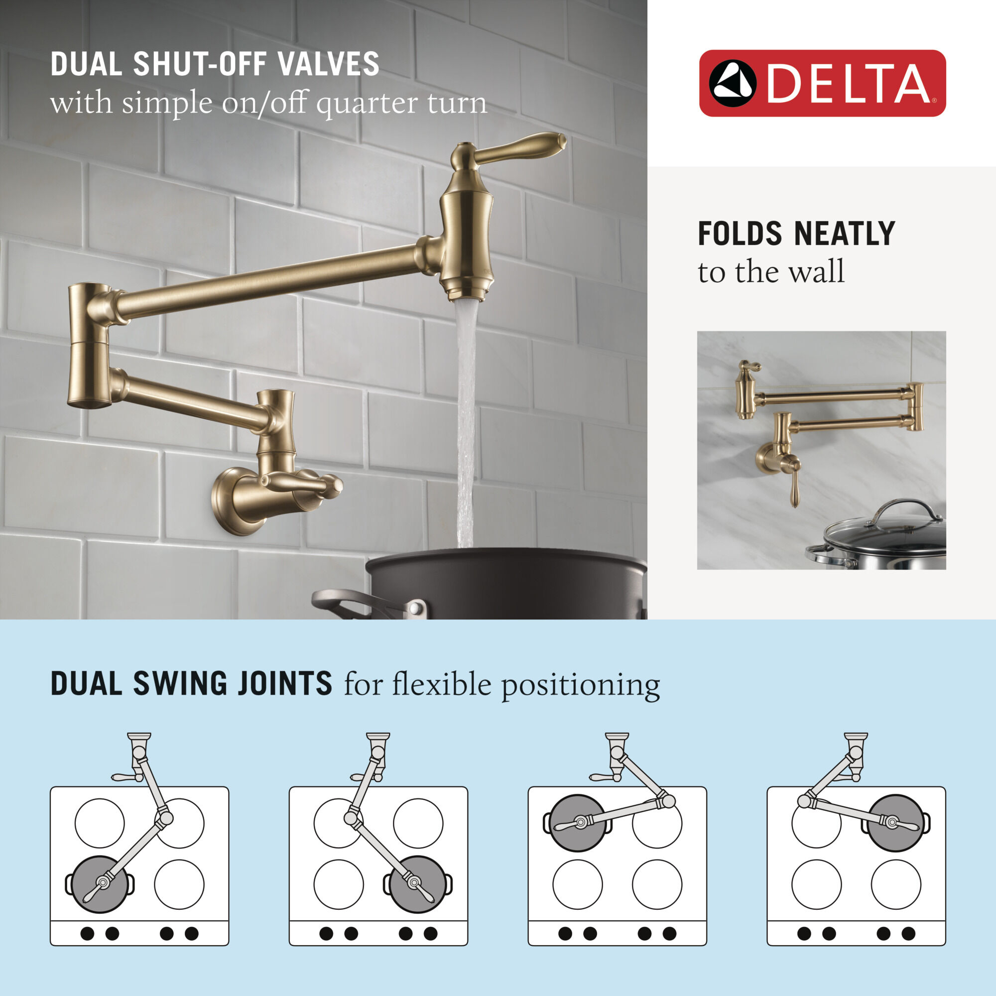 Polished Nickel Delta Faucets Victorian Home Pot Filler Wall Faucet 2 Pack 