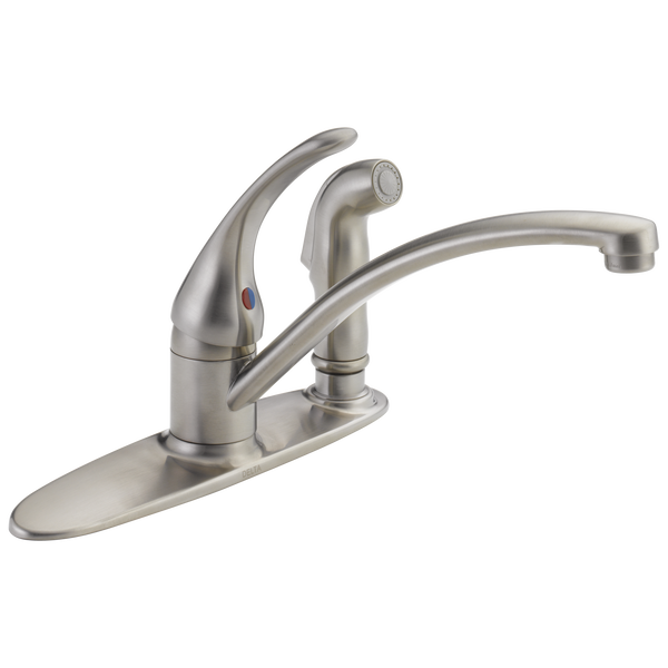 Single Handle Kitchen Faucet with Integral Spray in Stainless