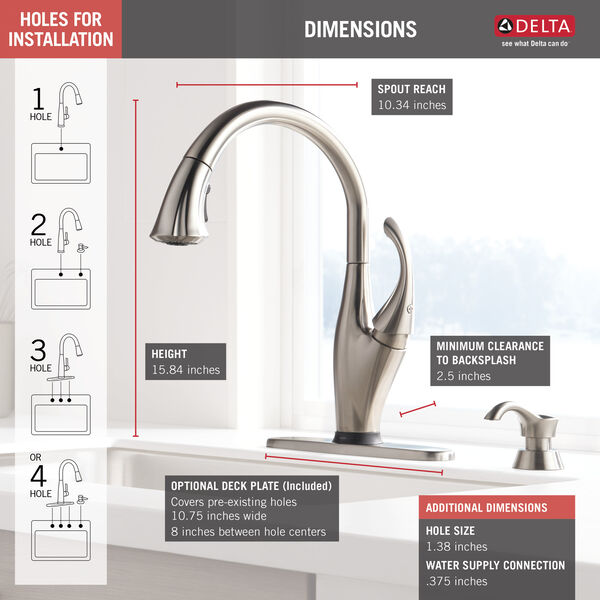 Single Handle PullDown Kitchen Faucet with Touch2O® Technology and Soap Dispenser in Stainless