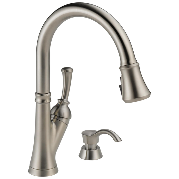 Single Handle Pull-Down Kitchen Faucet with Soap Dispenser and
