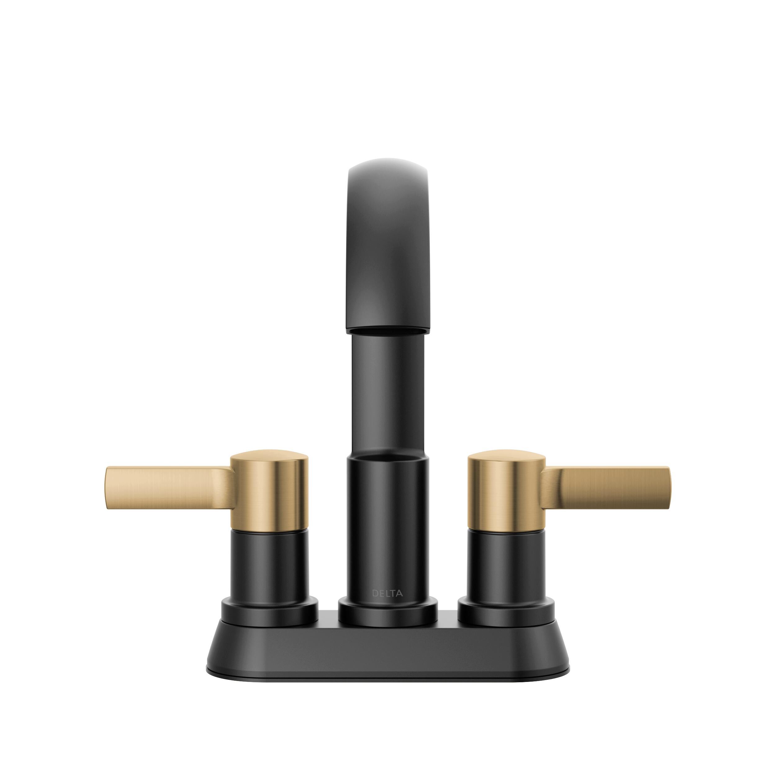 Two Handle Centerset Bathroom Faucet in Matte Black / Champagne