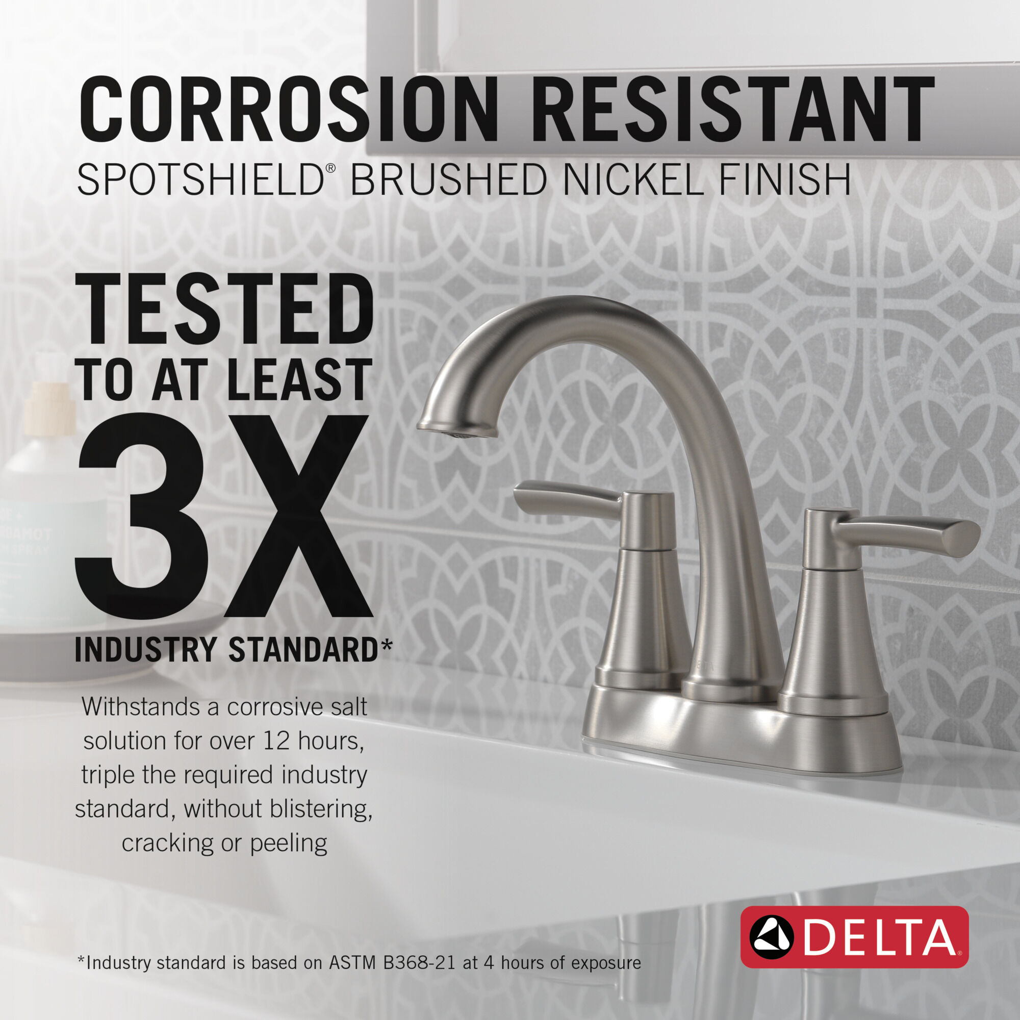 Two Handle Centerset Bathroom Faucet in Spotshield Brushed Nickel
