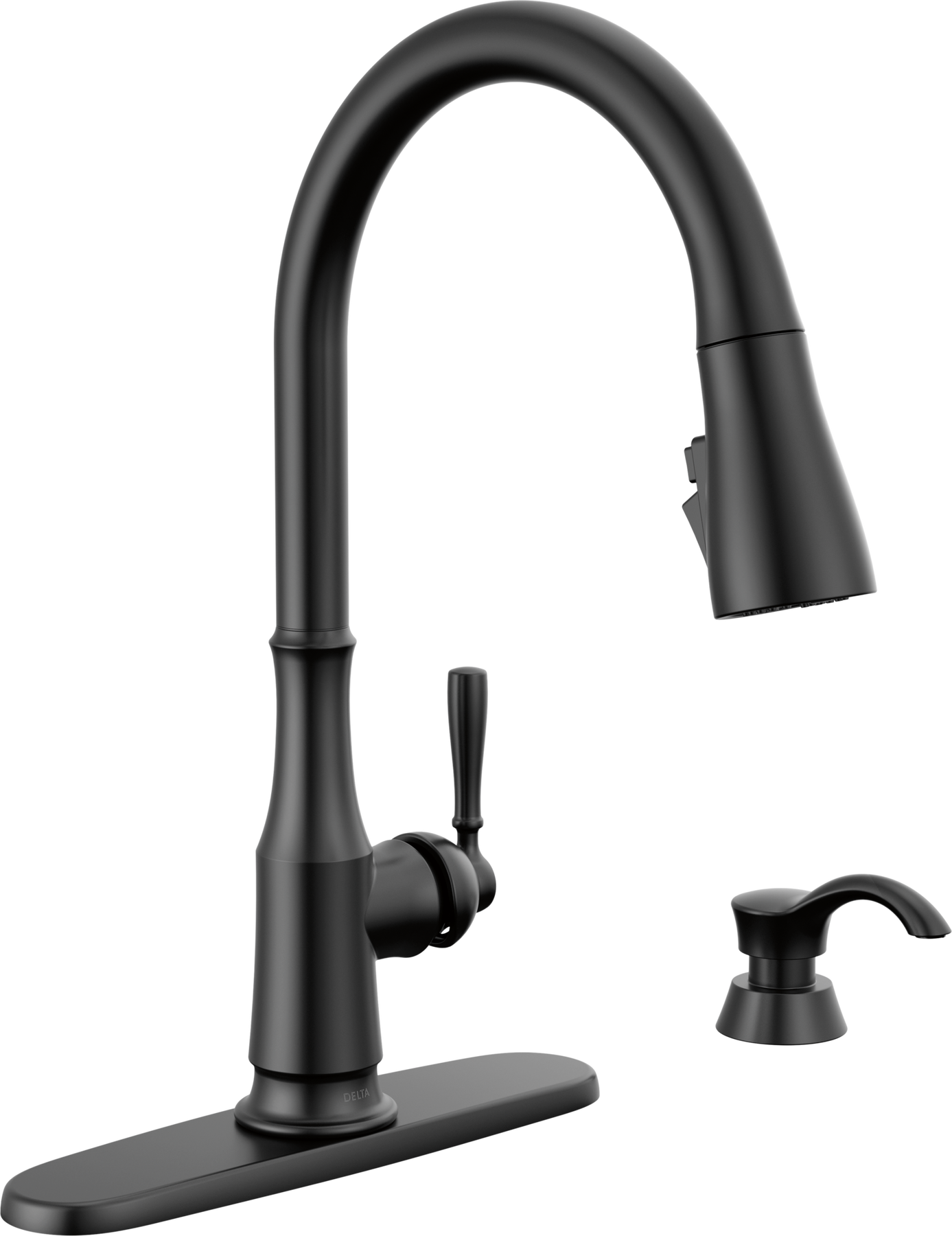 Single Handle Pull-Down Kitchen Faucet with Soap Dispenser and