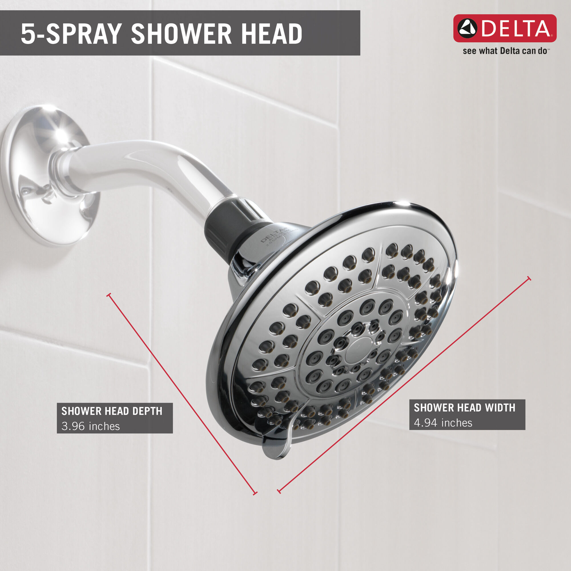 Chrome" for sale online "Delta 75554 Universal Showering Components with 5 Setting Showerhead 