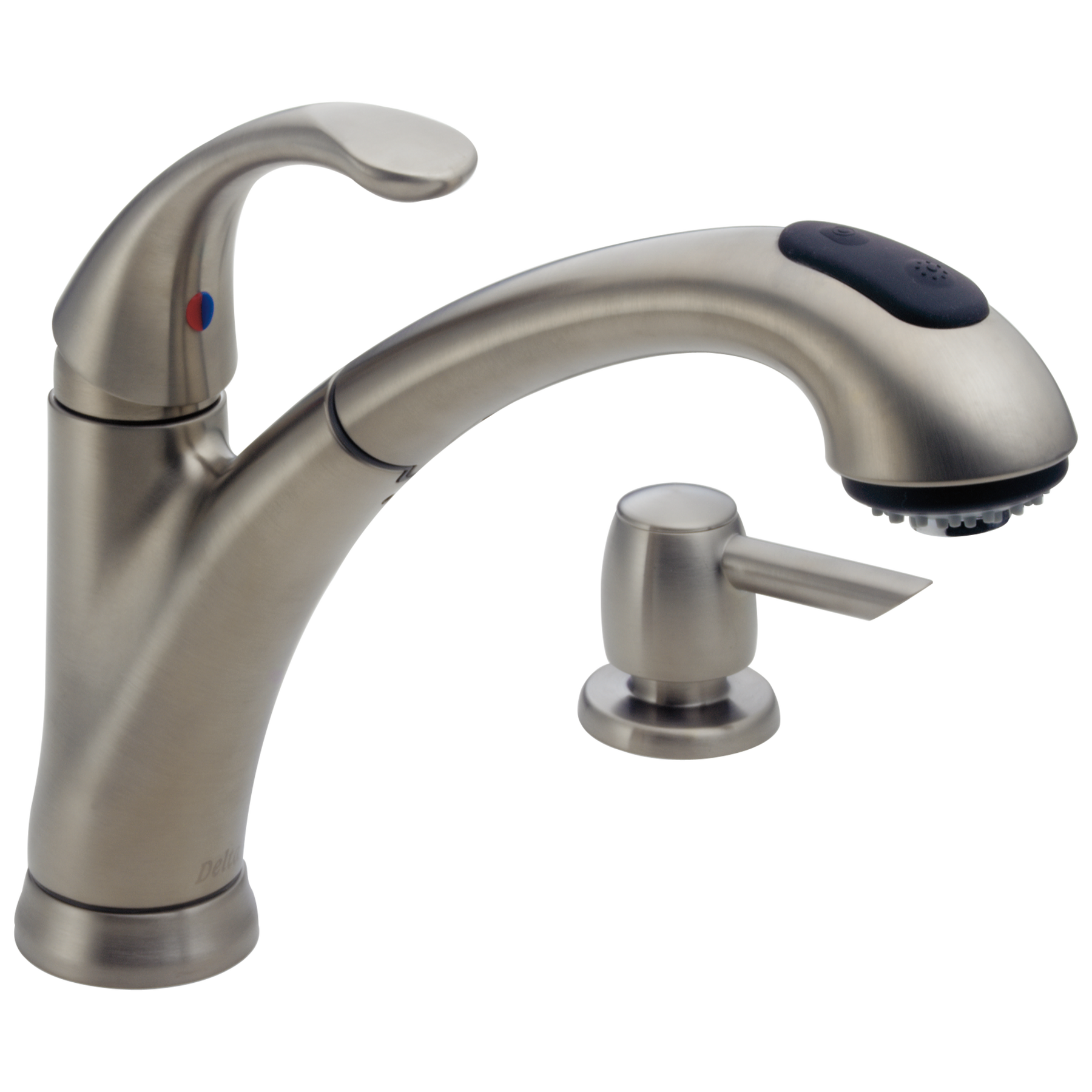 Single Handle Pull-Out Kitchen Faucet with Soap Dispenser in
