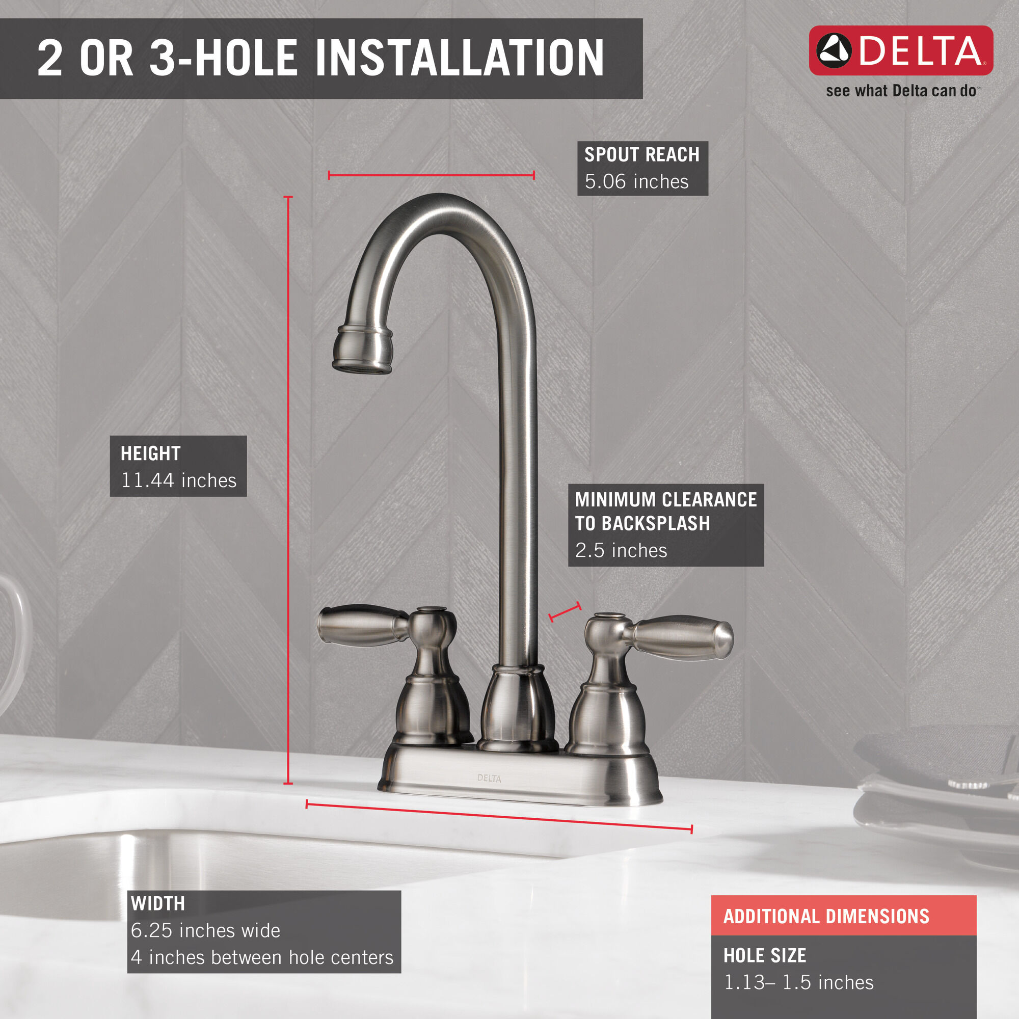 Two Handle Bar / Prep Faucet in Stainless B28911LF-SS | Delta Faucet