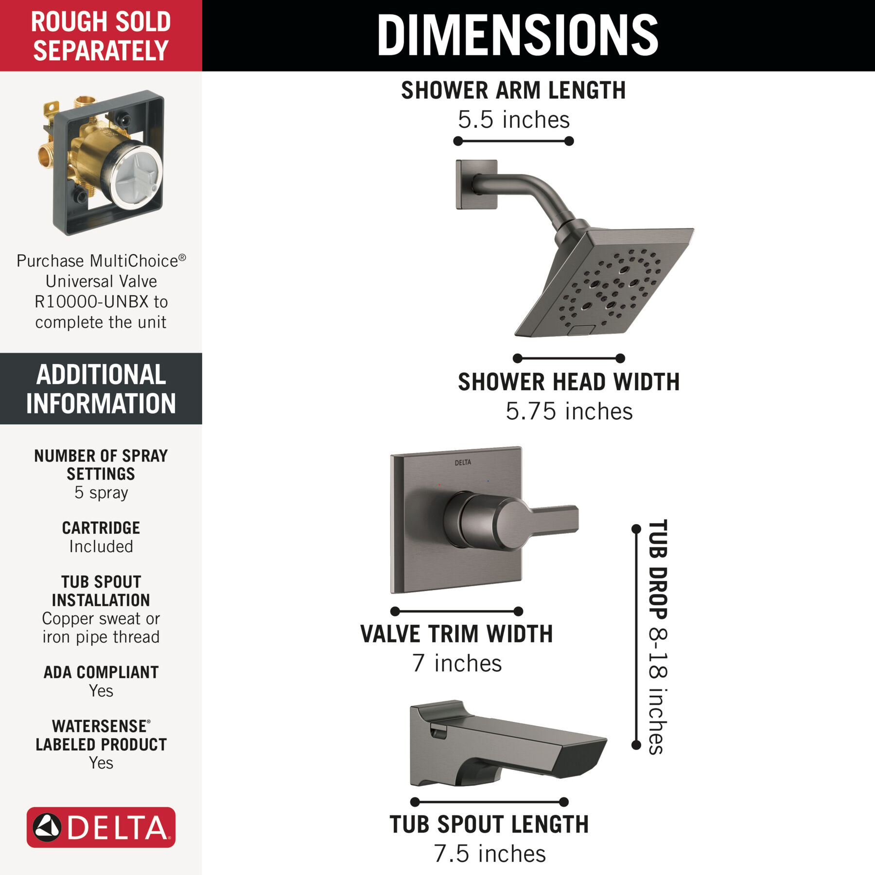 Monitor&reg; 14 Series H<sub>2</sub>Okinetic&reg; Tub and Shower Trim