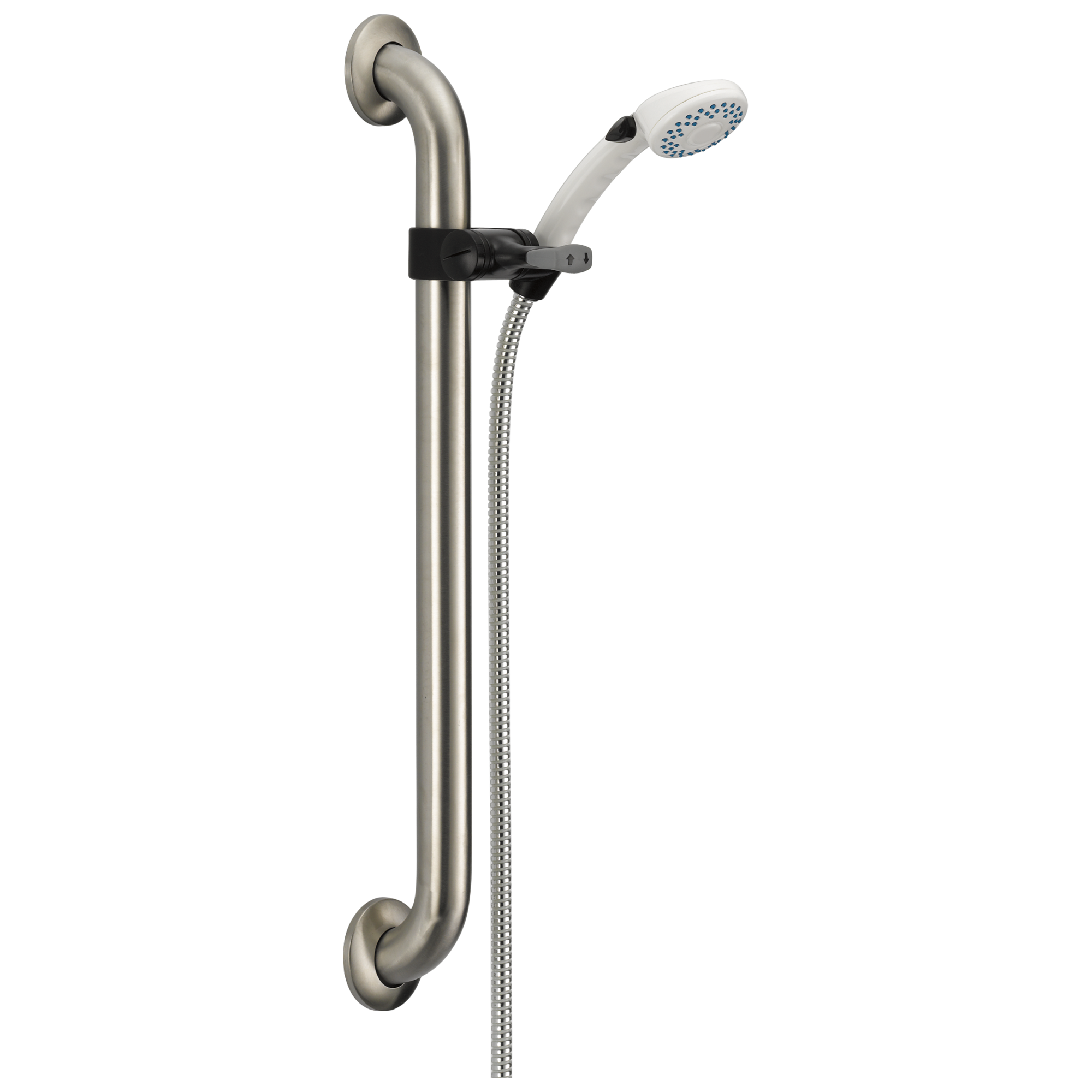 Delta Faucet Universal Showering Components Adjustable Slide Bar / Grab Bar 2-Setting Hand Shower - Stainless