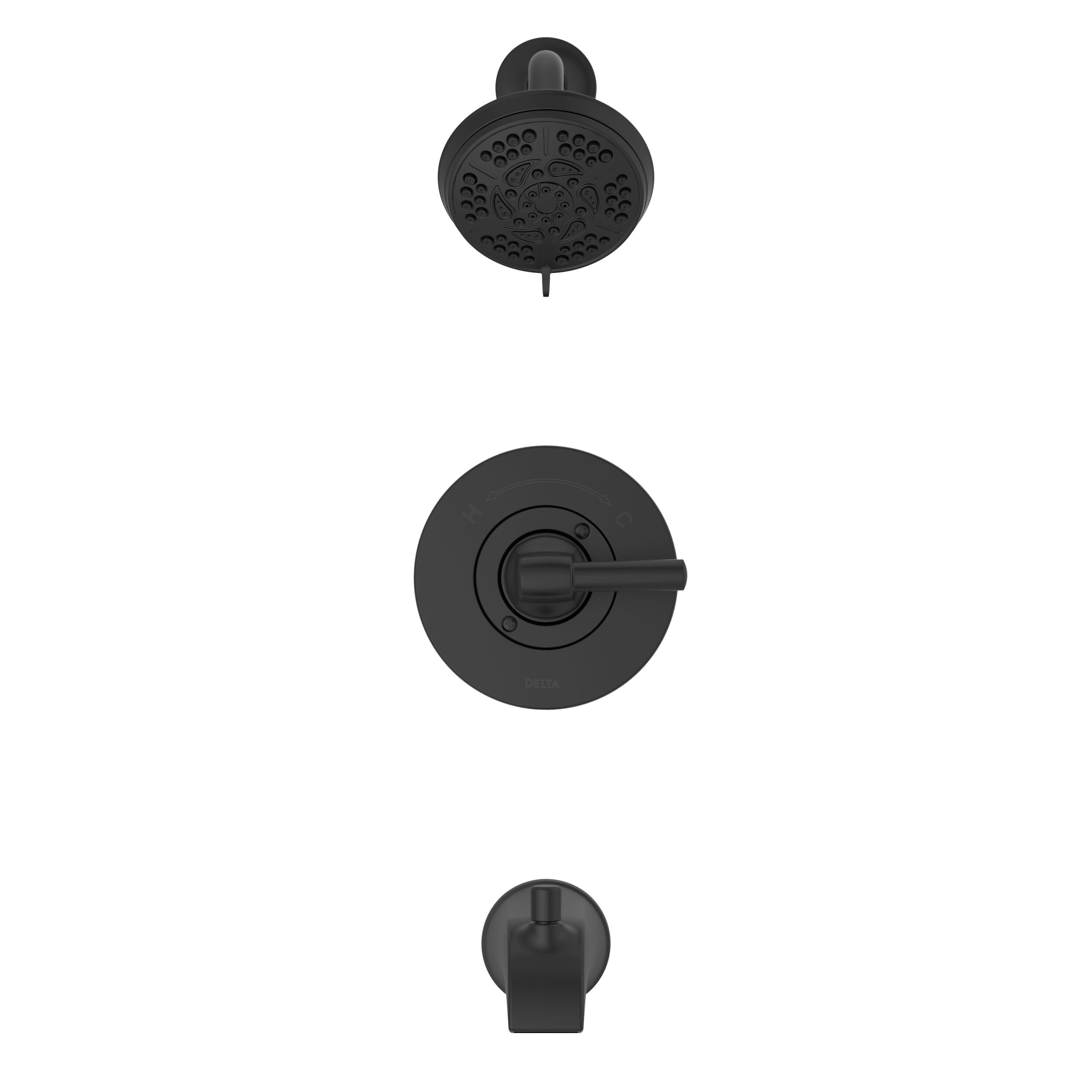 Tub/Shower Rough and Trim 1L 14S (Recertified) in Matte Black