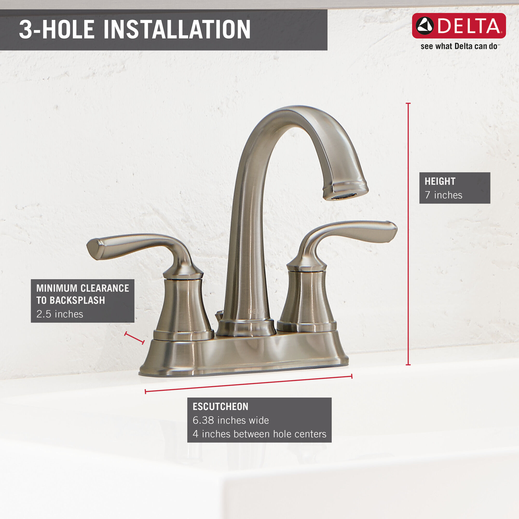 Two Handle Centerset Bathroom Faucet in Stainless 25716LF-SS-ECO