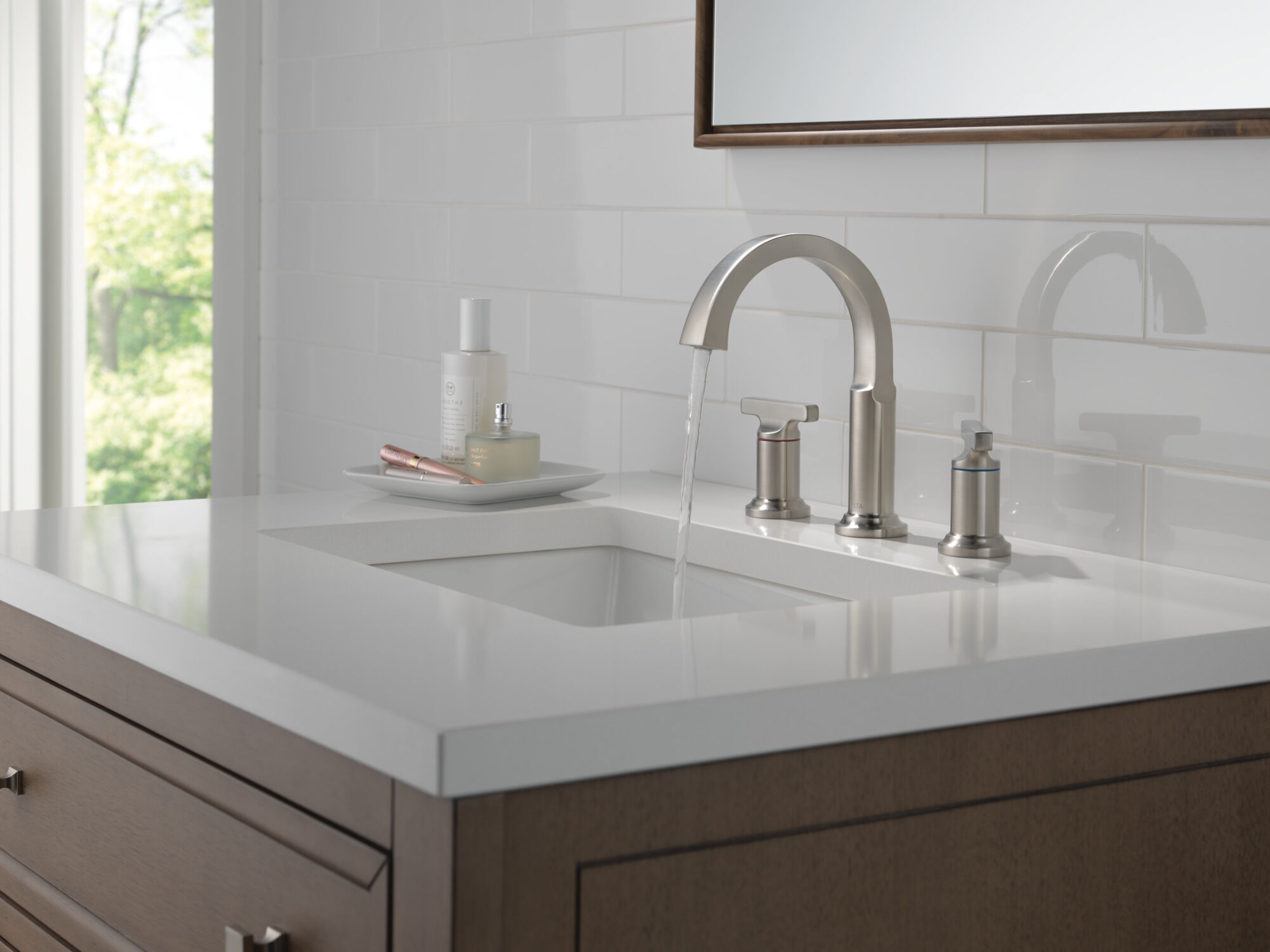 Two Handle Widespread Bathroom Faucet in Lumicoat® Stainless