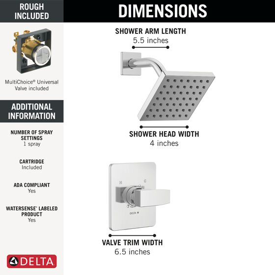 SingleHole Lavatory Faucet with Shower Trim and Rough Bundle 14
