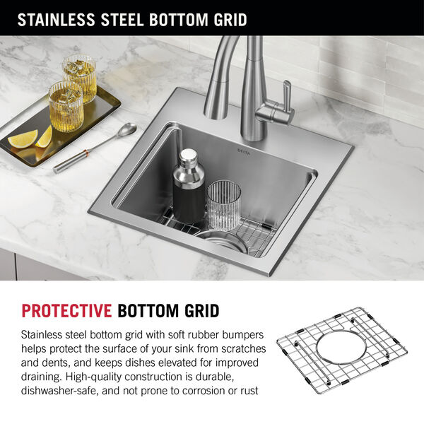 15” Stainless Steel Workstation Kitchen Bar Sink Drop-In