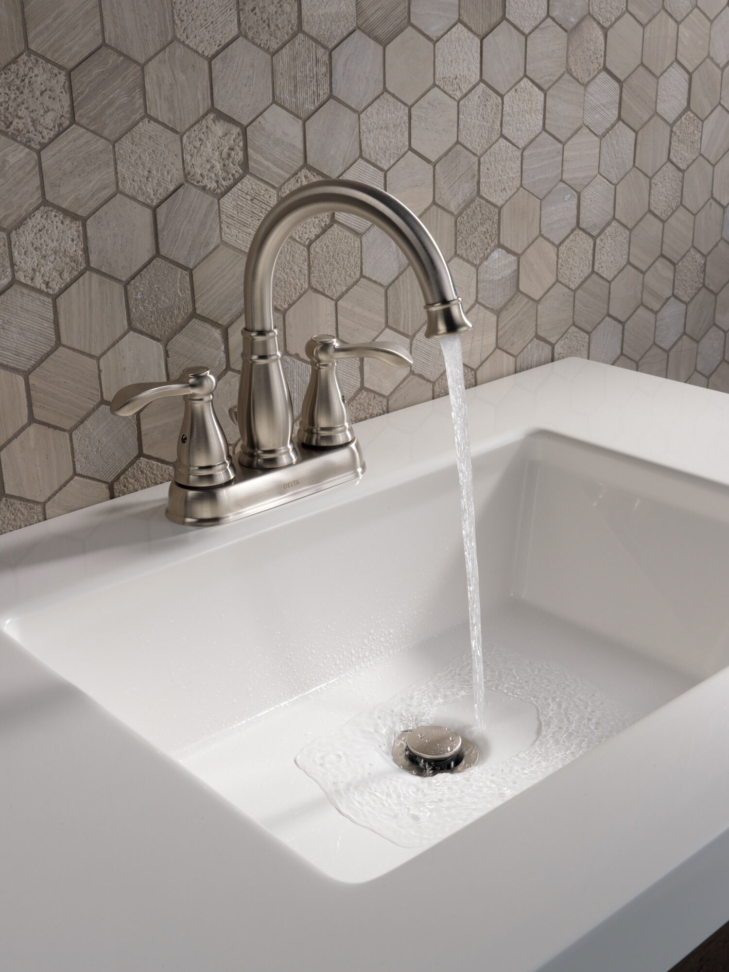 Two Handle Centerset Bathroom Faucet (Recertified) in Brushed