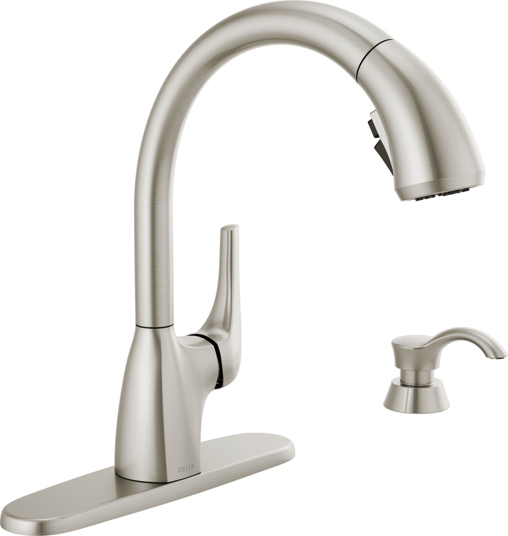 MidRise PullOut Kitchen Faucet with Soap Dispenser and ShieldSpray