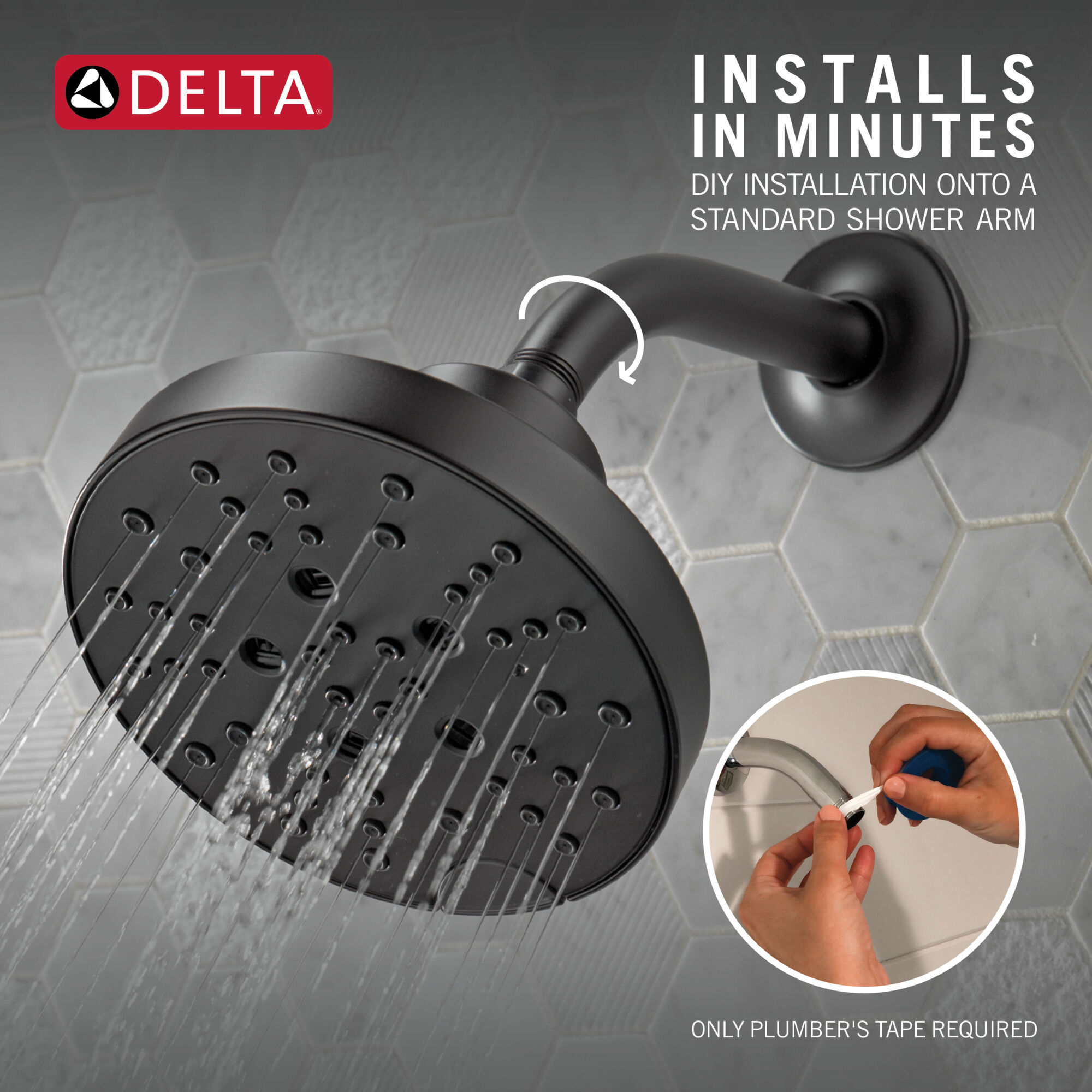 H2Okinetic® 5-Setting Contemporary Raincan Shower Head in Matte