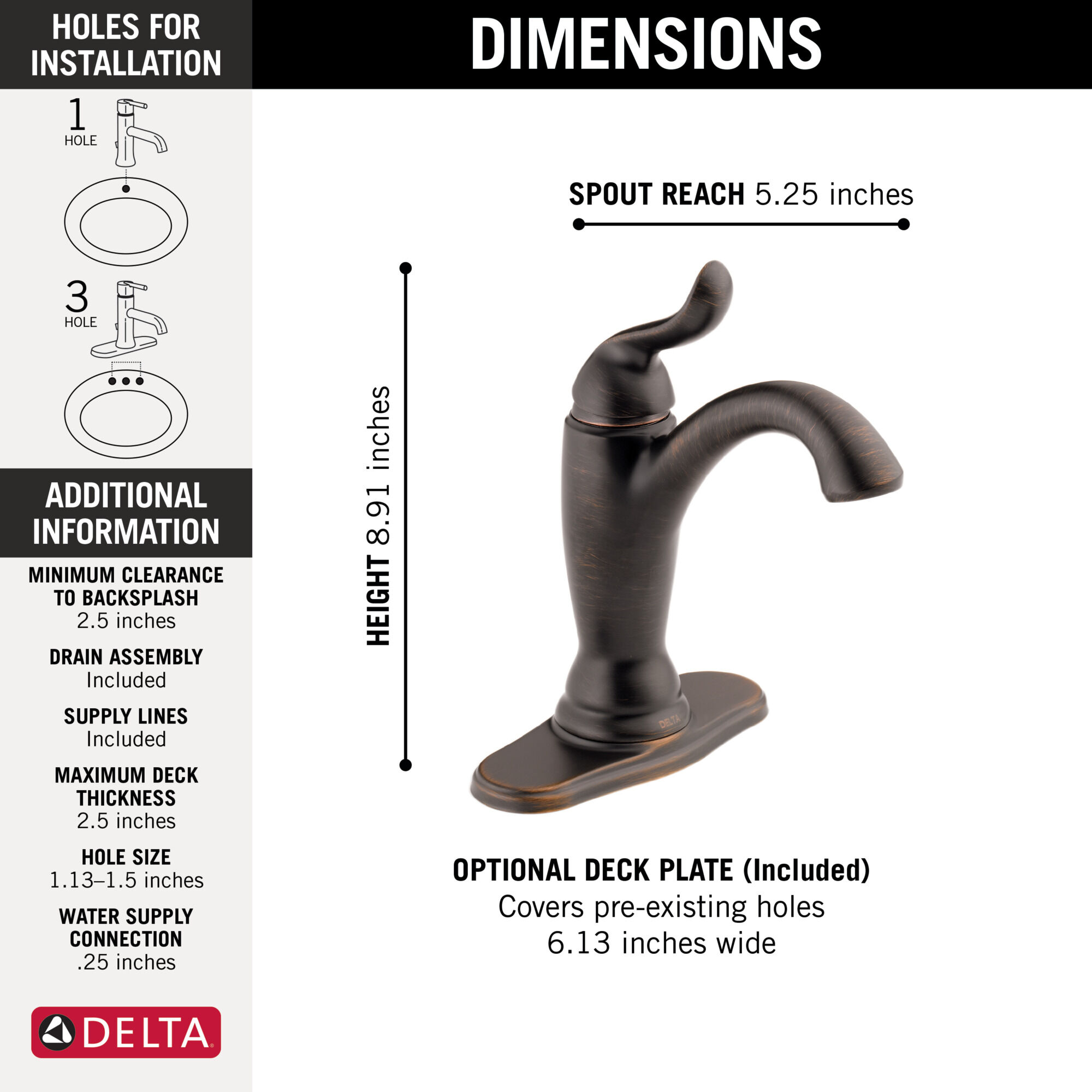 Single Handle Bathroom Faucet in Venetian Bronze 594-RBMPU-DST