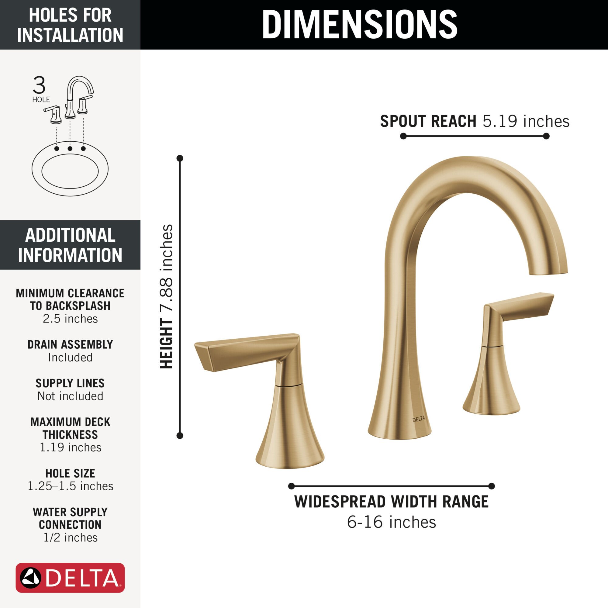 Two Handle Widespread Bathroom Faucet in Champagne Bronze 35874LF