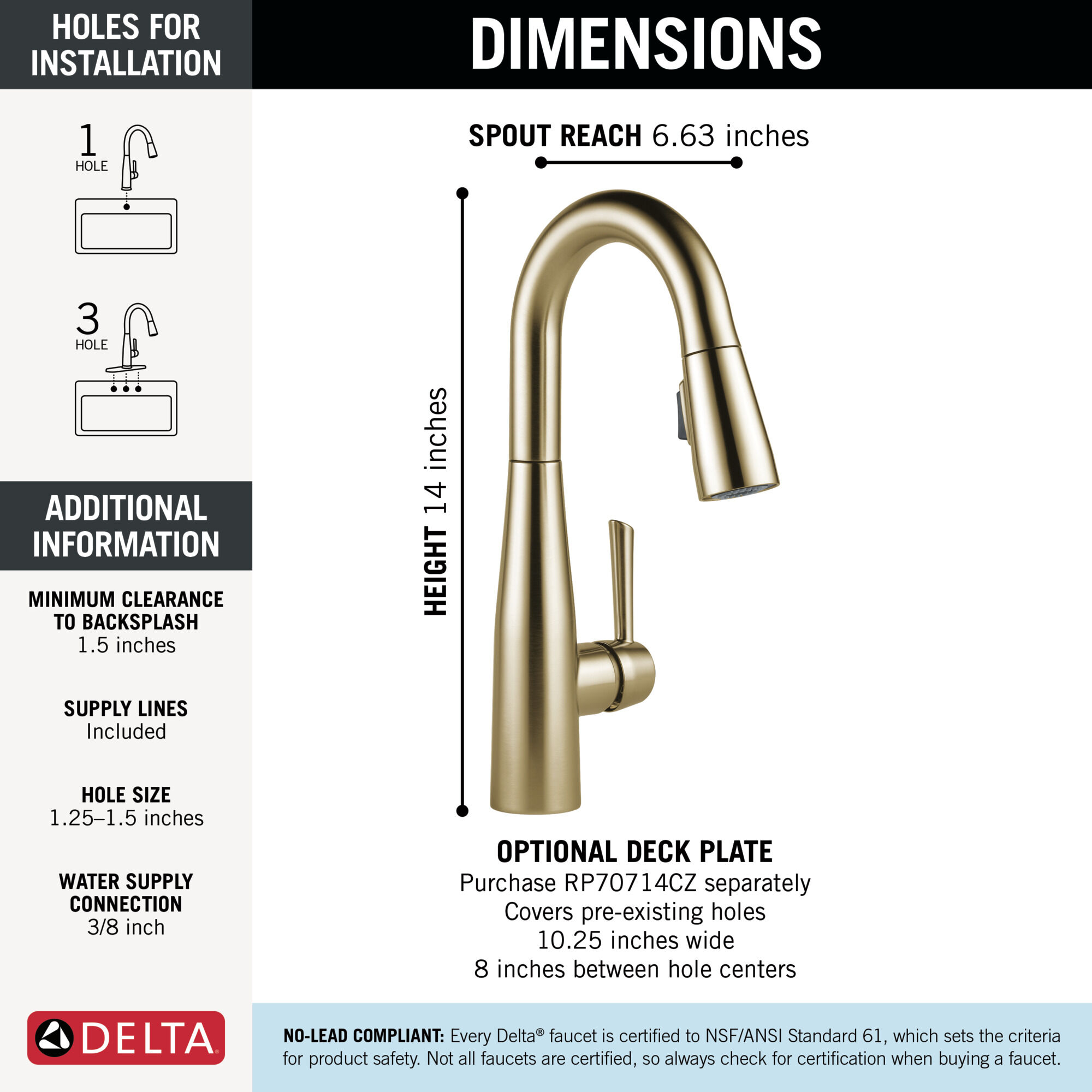 Single Handle Pull-Down Bar / Prep Faucet in Champagne Bronze 9913