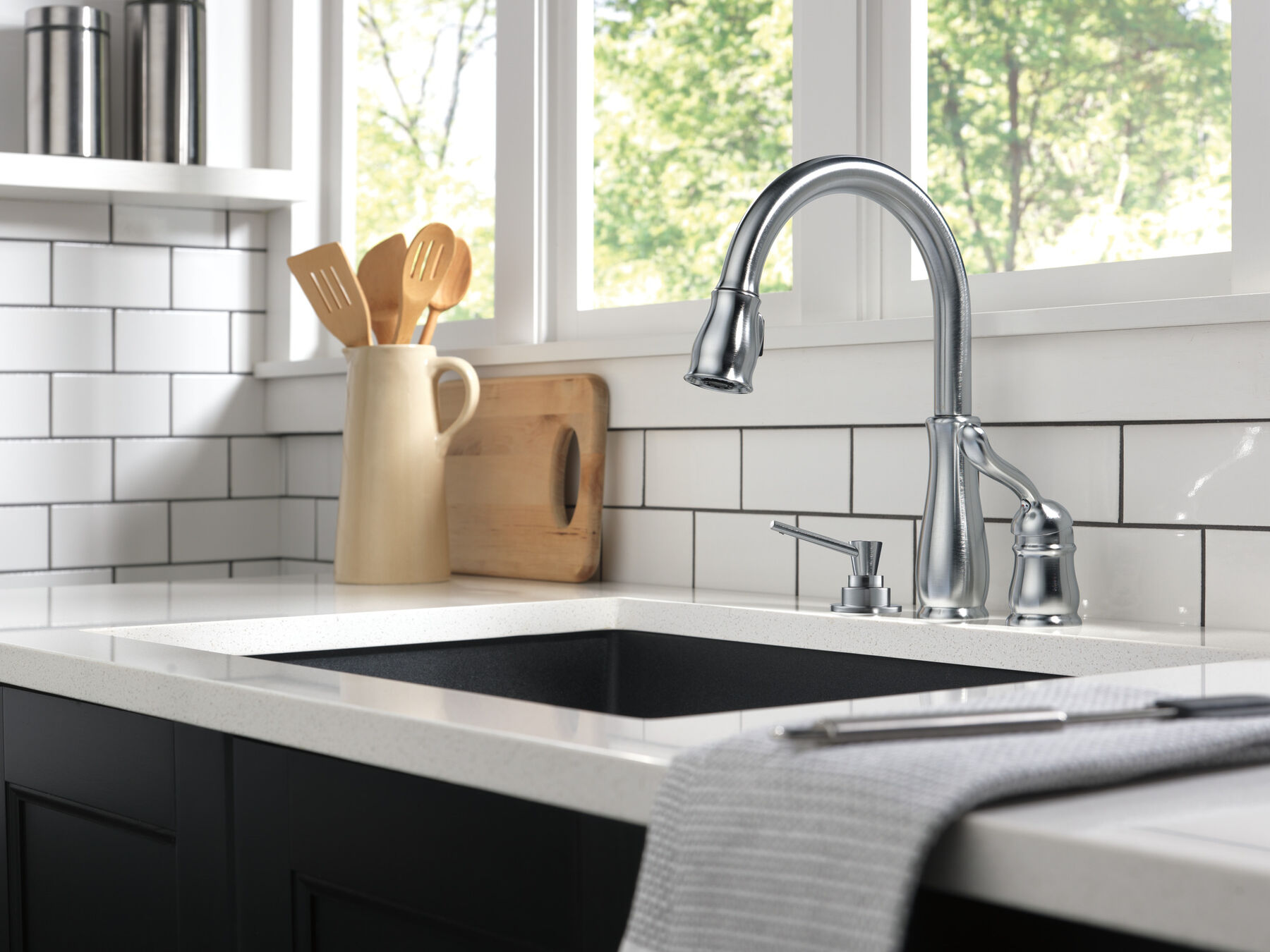 The Plumber's Choice Kitchen Sink Stainless Steel Soap Dispenser Built-in Design for Counter Top with Large Liquid Bottle in Brushed Nickel