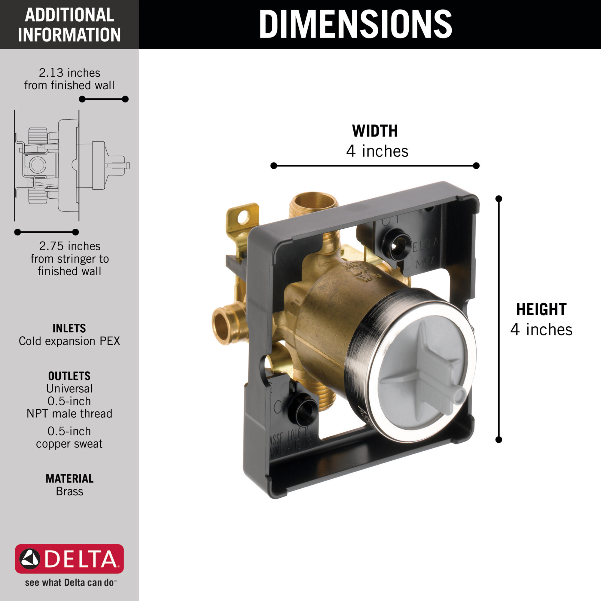 DELTA FAUCET R10000-PFS-MF デルタ浴槽とシャワー蛇口とアクセサリー Delta R10000-PFS-MF 0.5 Pex Cold Expansion Shower Rough-In | eBay